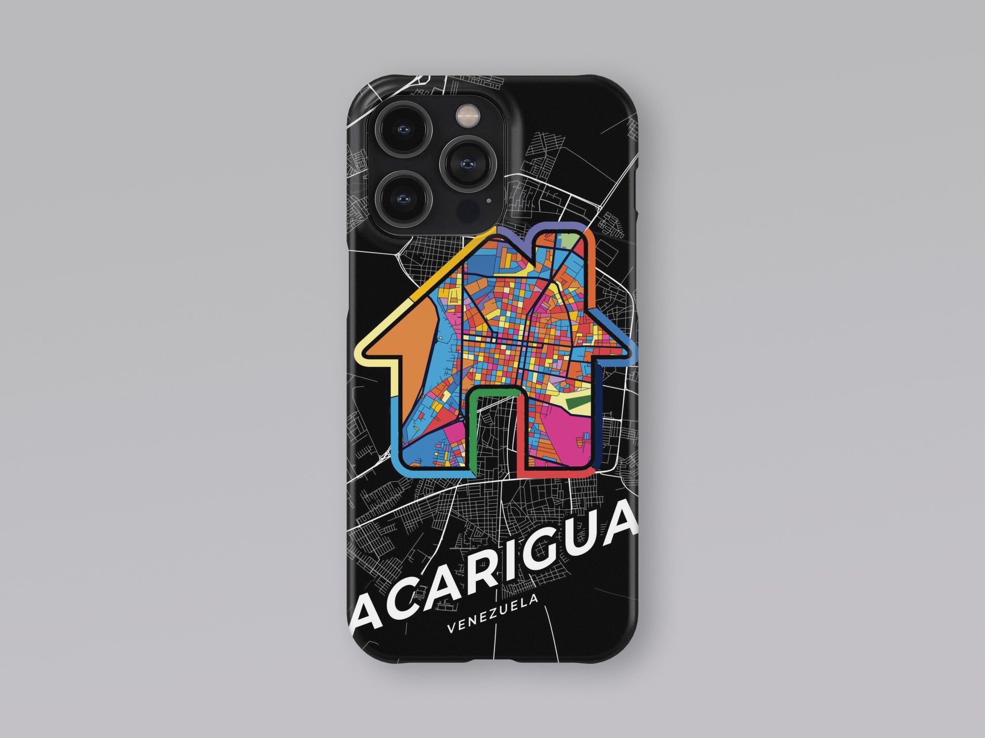 Acarigua Venezuela slim phone case with colorful icon. Birthday, wedding or housewarming gift. Couple match cases. 3