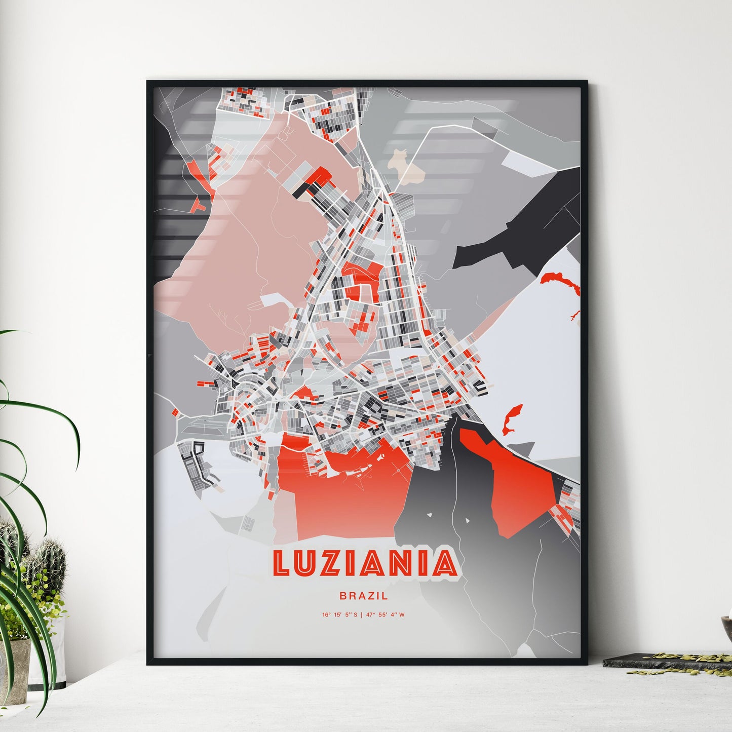 Colorful LUZIANIA BRAZIL Fine Art Map Modern