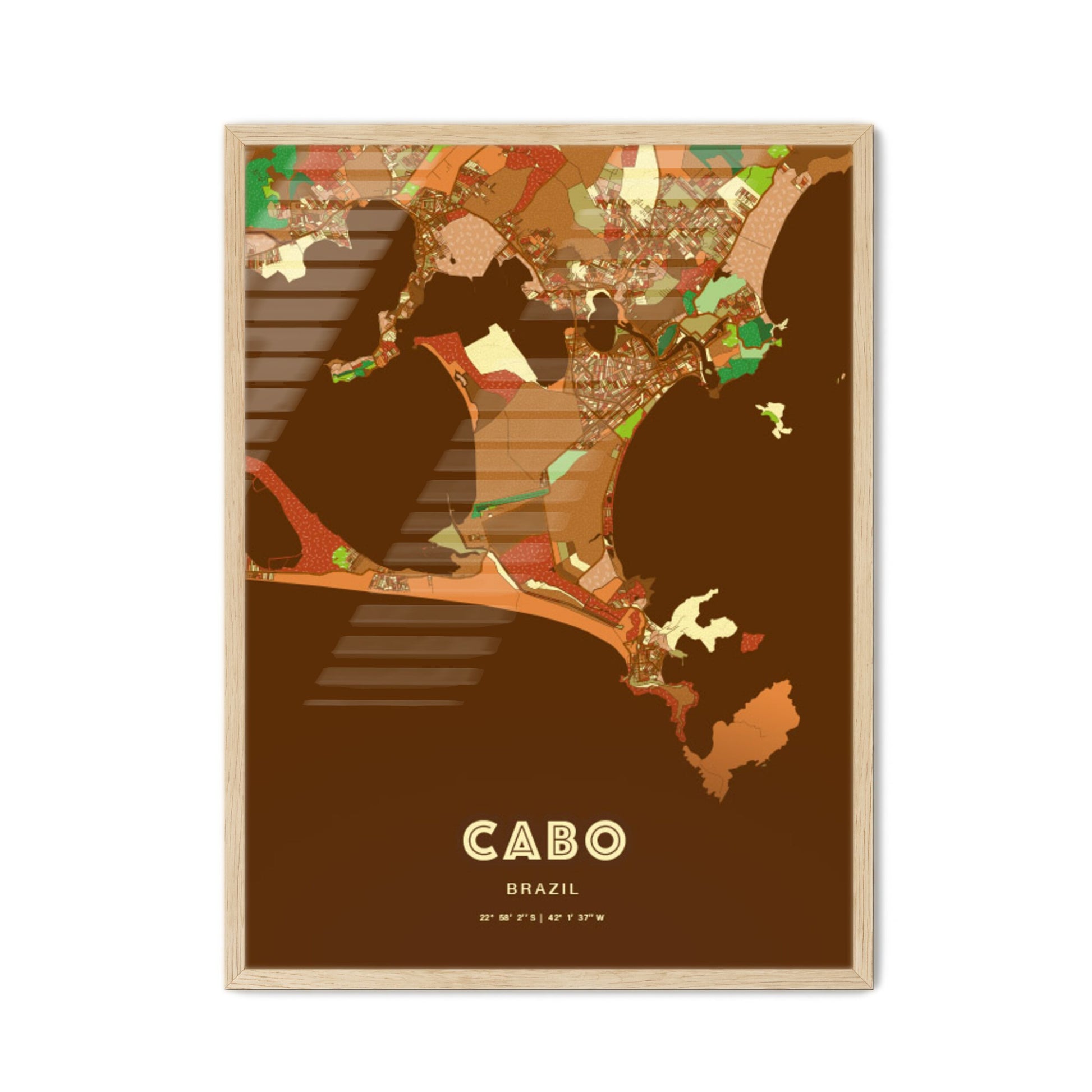 Colorful CABO BRAZIL Fine Art Map Farmhouse