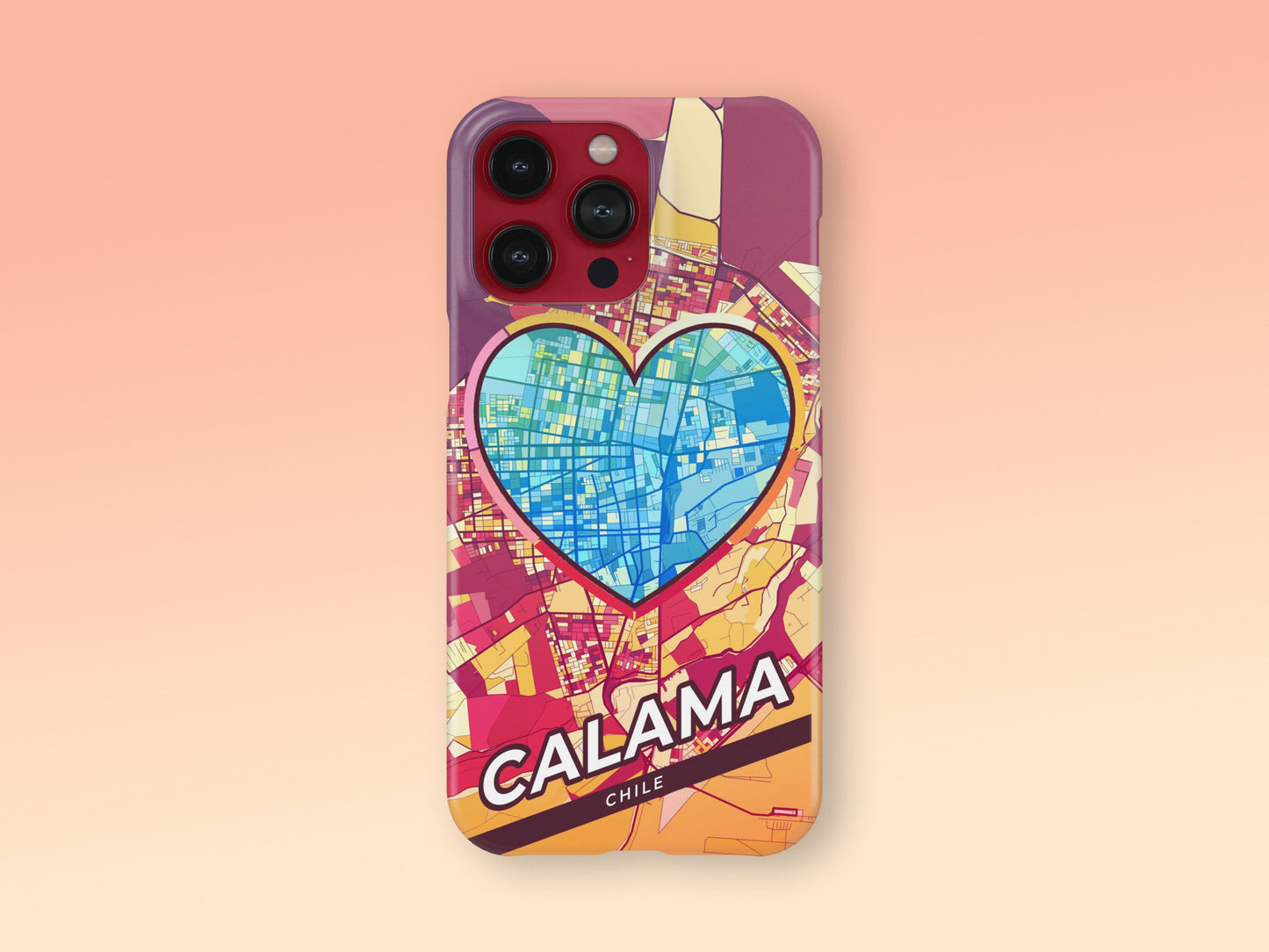 Calama Chile slim phone case with colorful icon. Birthday, wedding or housewarming gift. Couple match cases. 2