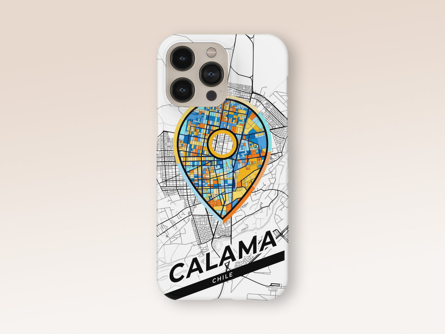 Calama Chile slim phone case with colorful icon. Birthday, wedding or housewarming gift. Couple match cases. 1