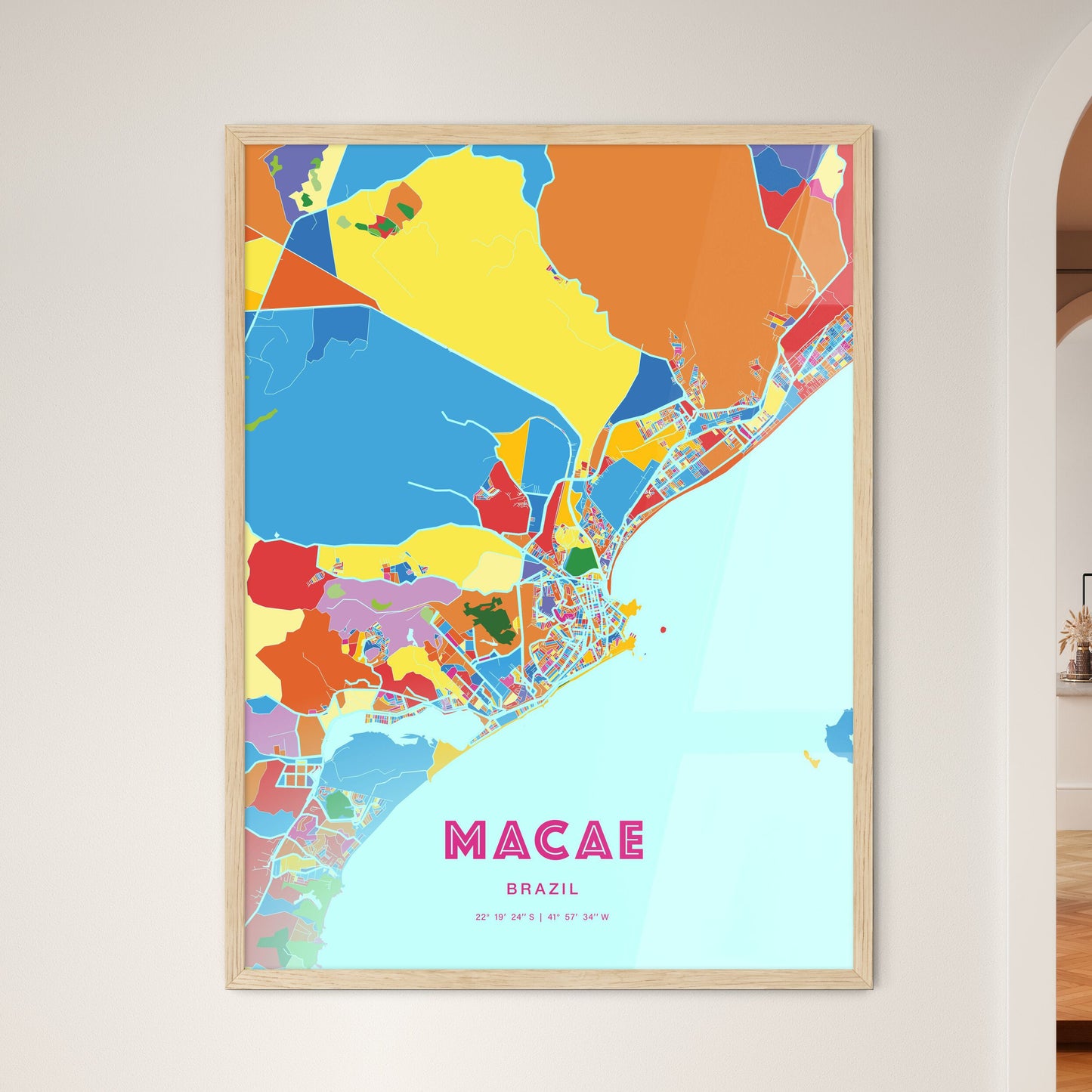 Colorful MACAE BRAZIL Fine Art Map Crazy Colors