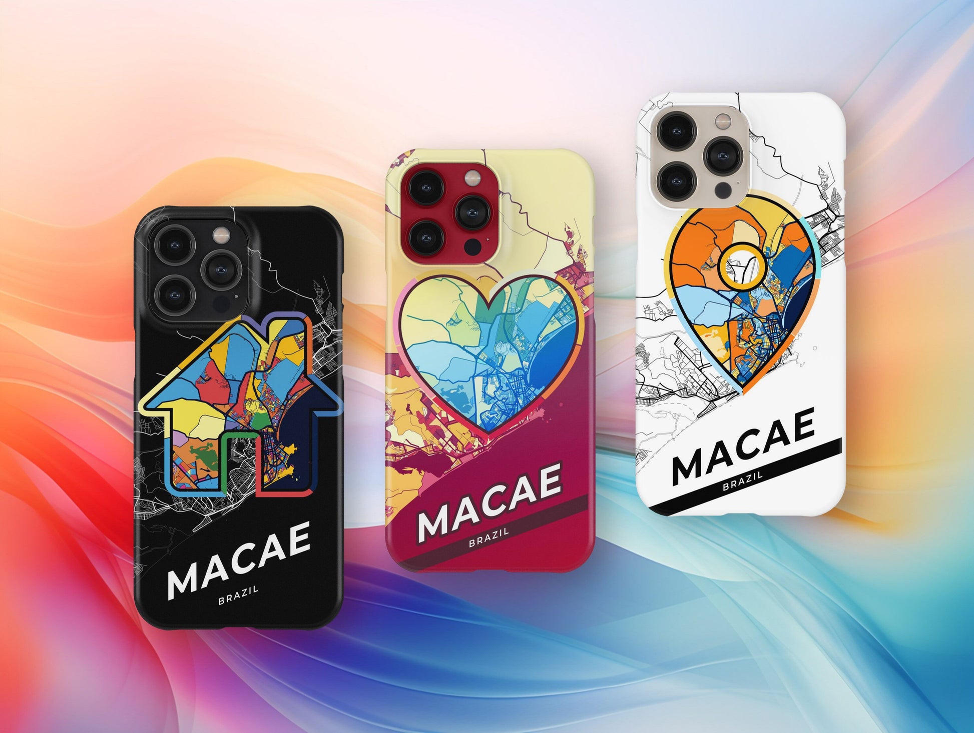 Macae Brazil slim phone case with colorful icon. Birthday, wedding or housewarming gift. Couple match cases.