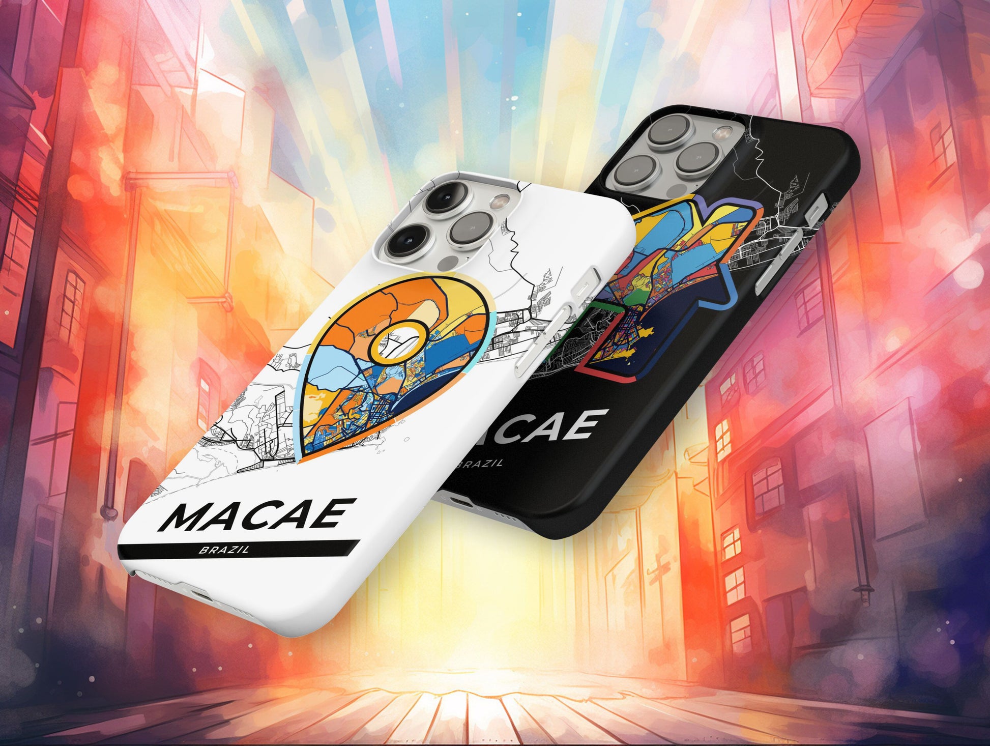 Macae Brazil slim phone case with colorful icon. Birthday, wedding or housewarming gift. Couple match cases.