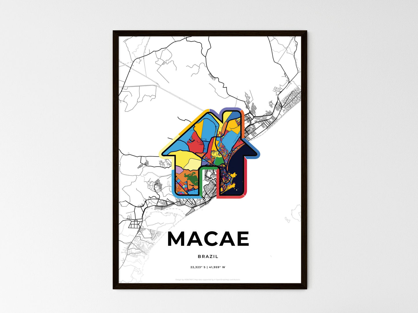 Macae Brazil wedding art map with home icon