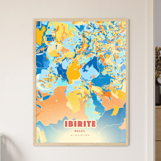 Colorful IBIRITE BRAZIL Fine Art Map Blue Orange