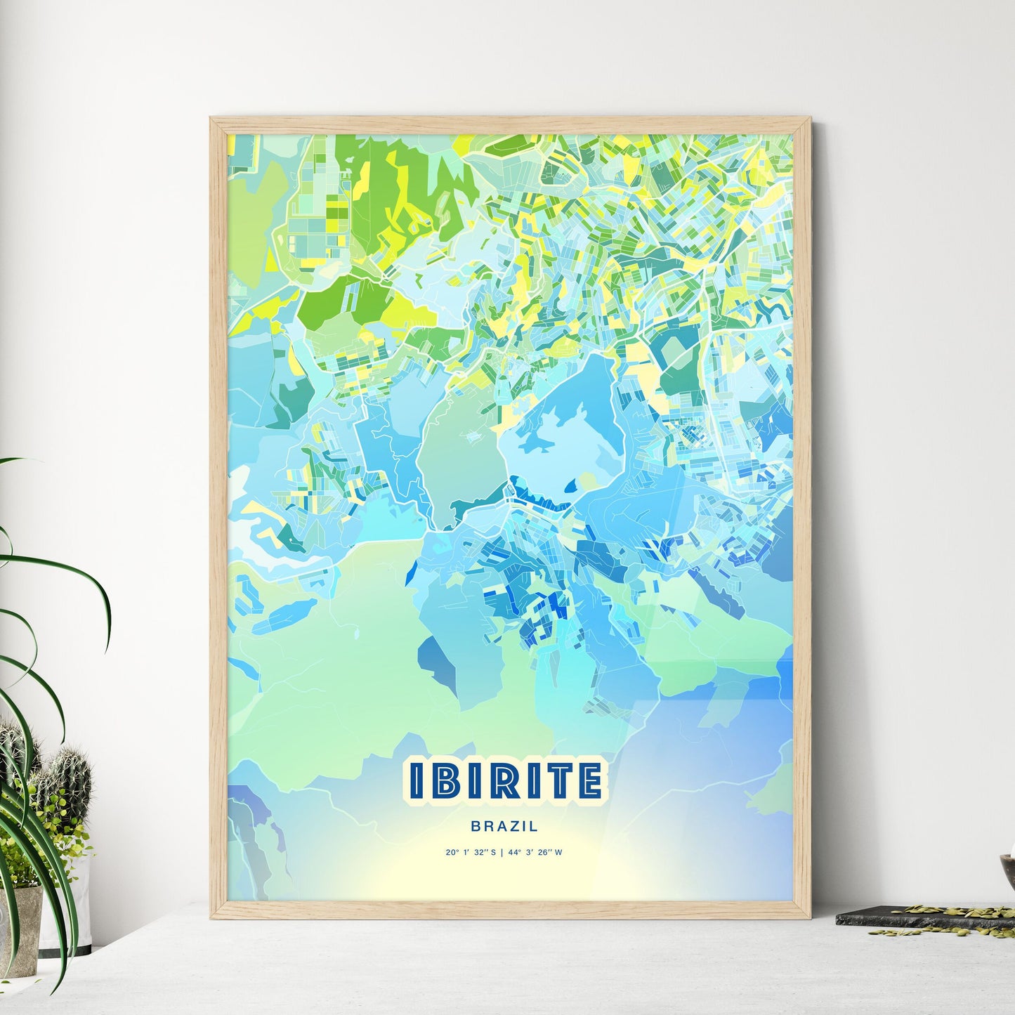 Colorful IBIRITE BRAZIL Fine Art Map Cool Blue