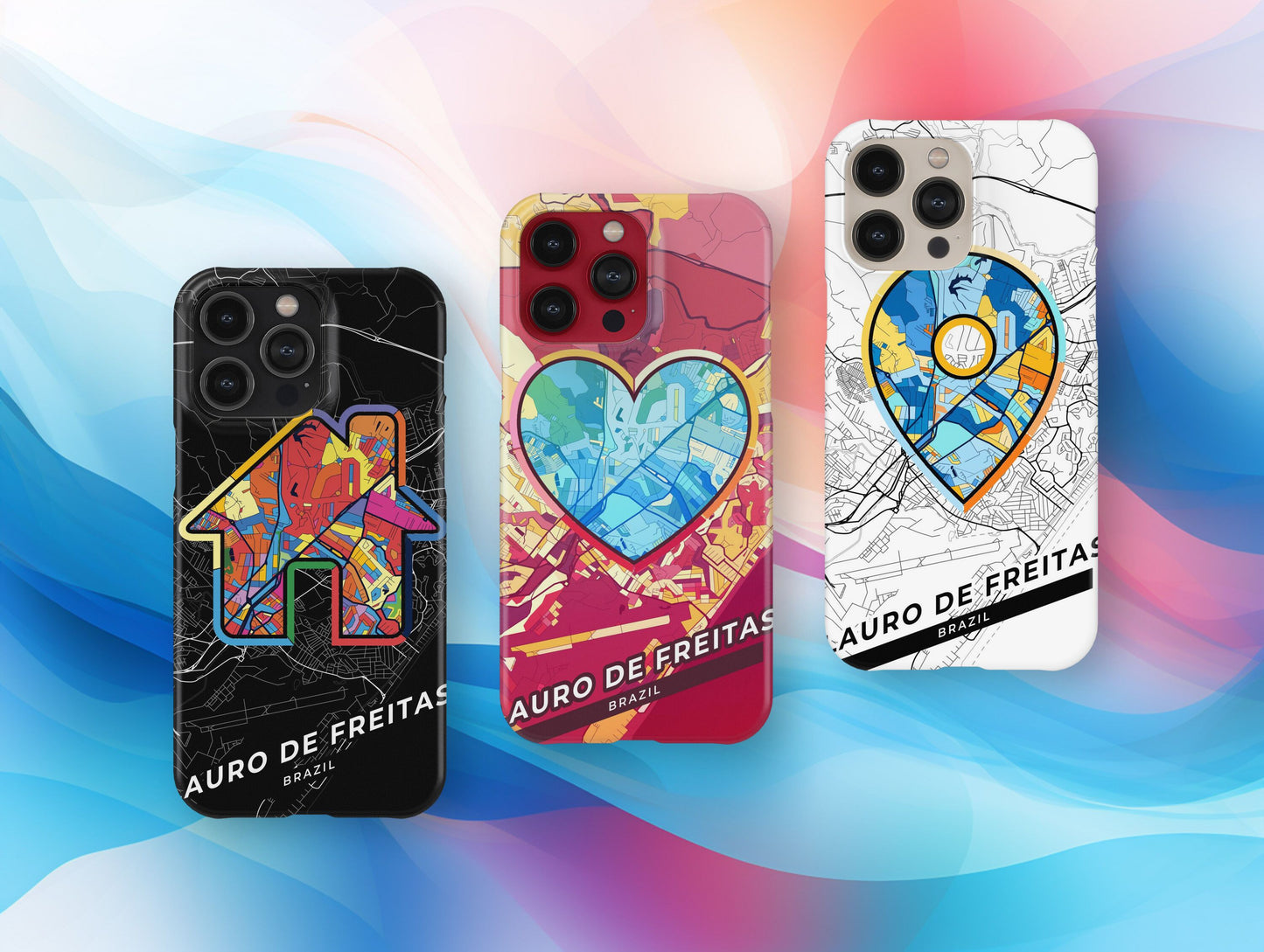 Lauro De Freitas Brazil slim phone case with colorful icon. Birthday, wedding or housewarming gift. Couple match cases.