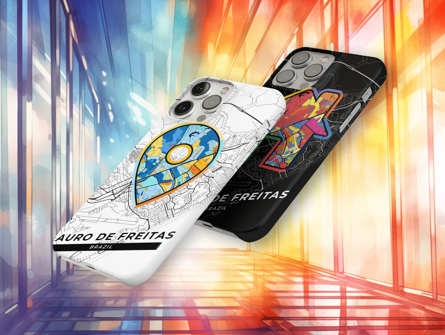 Lauro De Freitas Brazil slim phone case with colorful icon. Birthday, wedding or housewarming gift. Couple match cases.