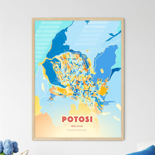 Colorful POTOSI BOLIVIA Fine Art Map Blue Orange