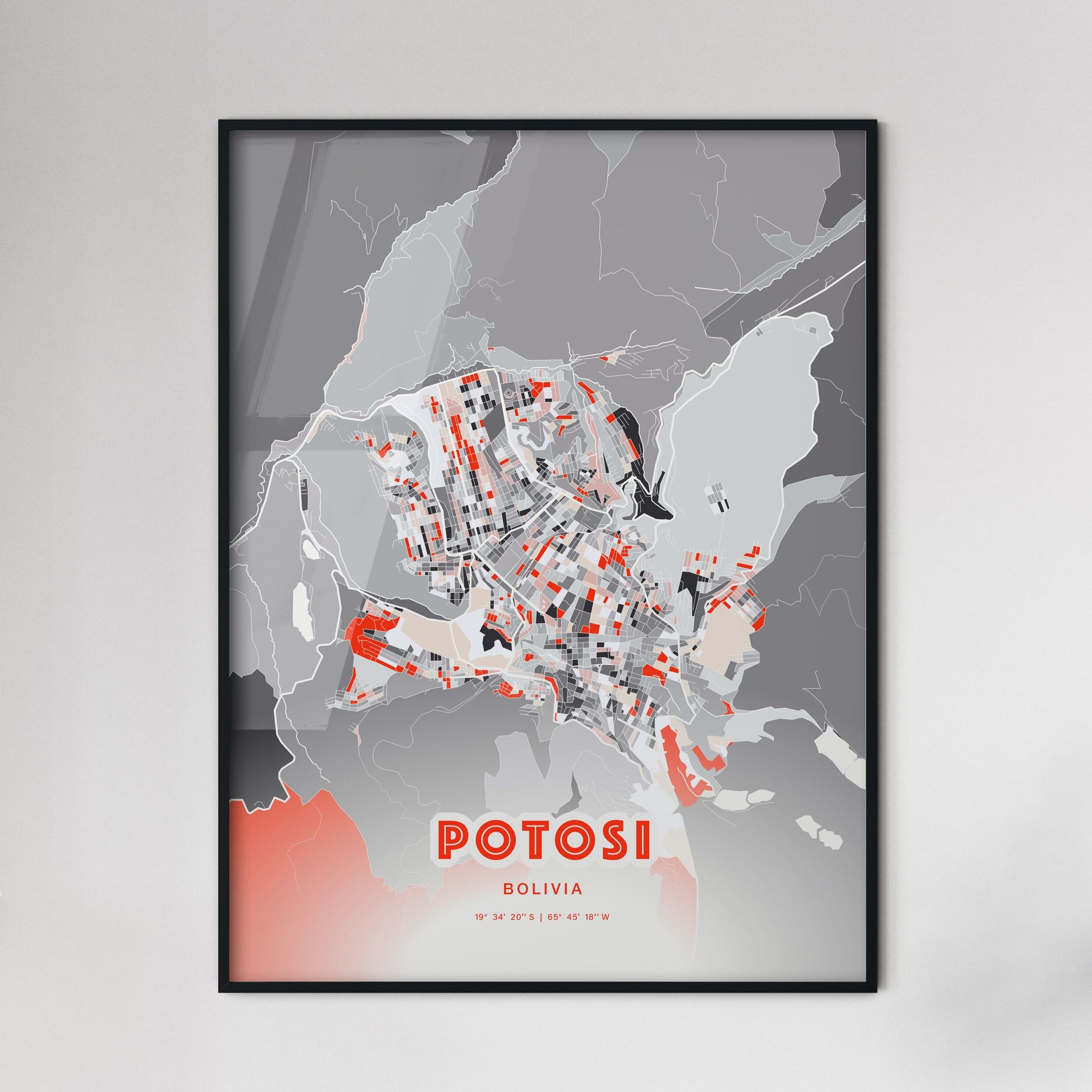 Colorful POTOSI BOLIVIA Fine Art Map Modern