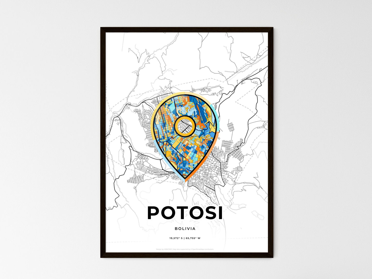 POTOSI BOLIVIA minimal art map with a colorful icon. Style 1