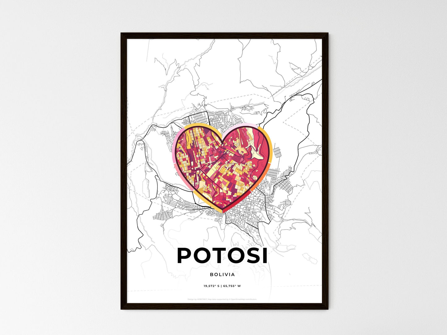 POTOSI BOLIVIA minimal art map with a colorful icon. Style 2