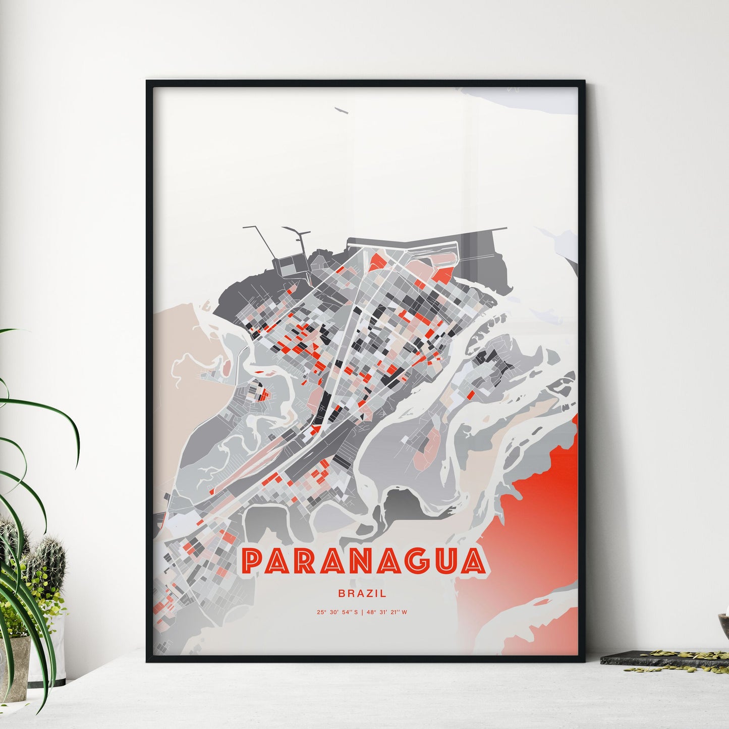 Colorful PARANAGUA BRAZIL Fine Art Map Modern