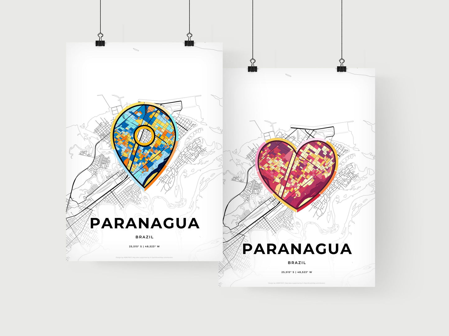 PARANAGUA BRAZIL minimal art map with a colorful icon.