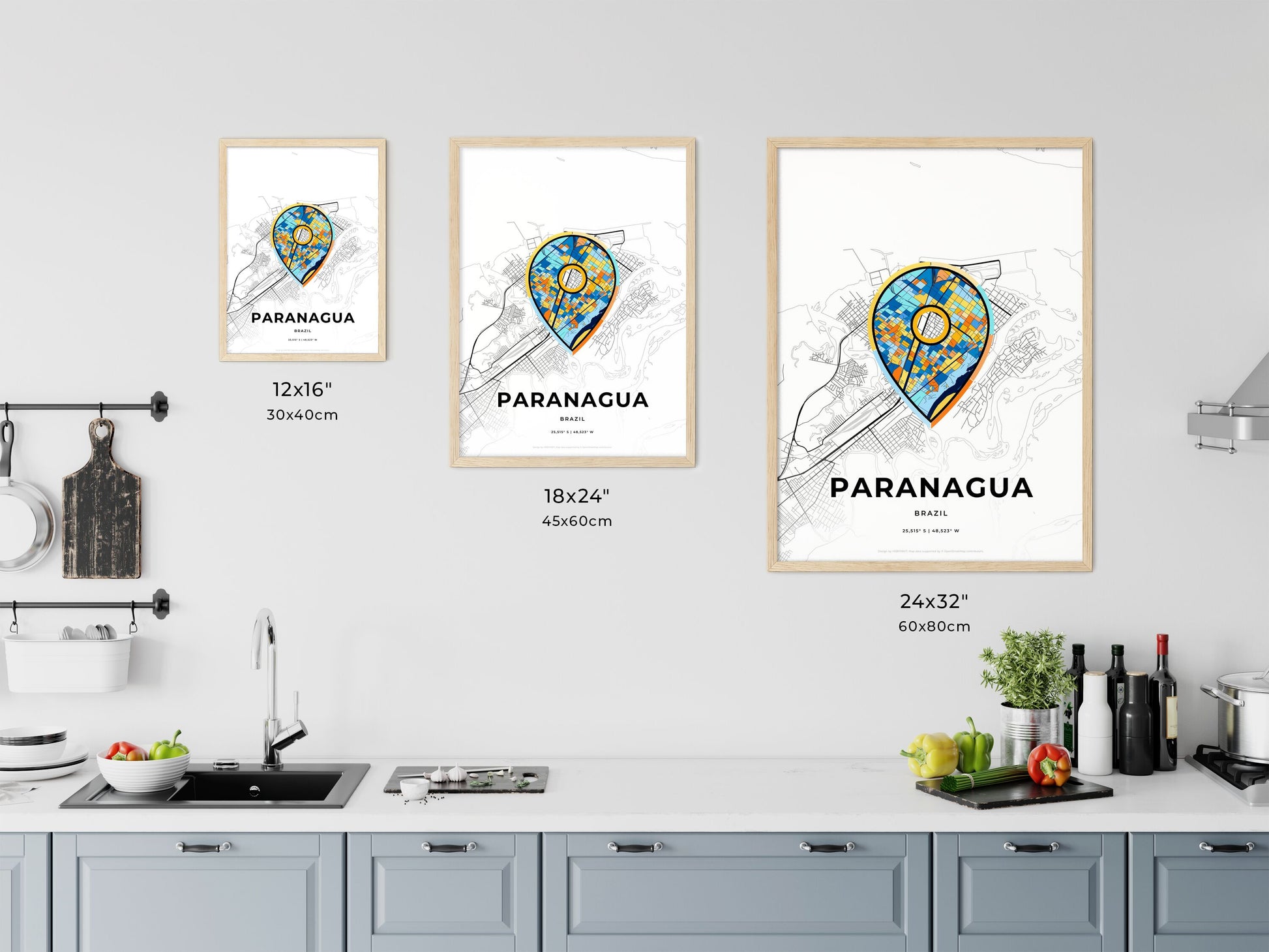 PARANAGUA BRAZIL minimal art map with a colorful icon.