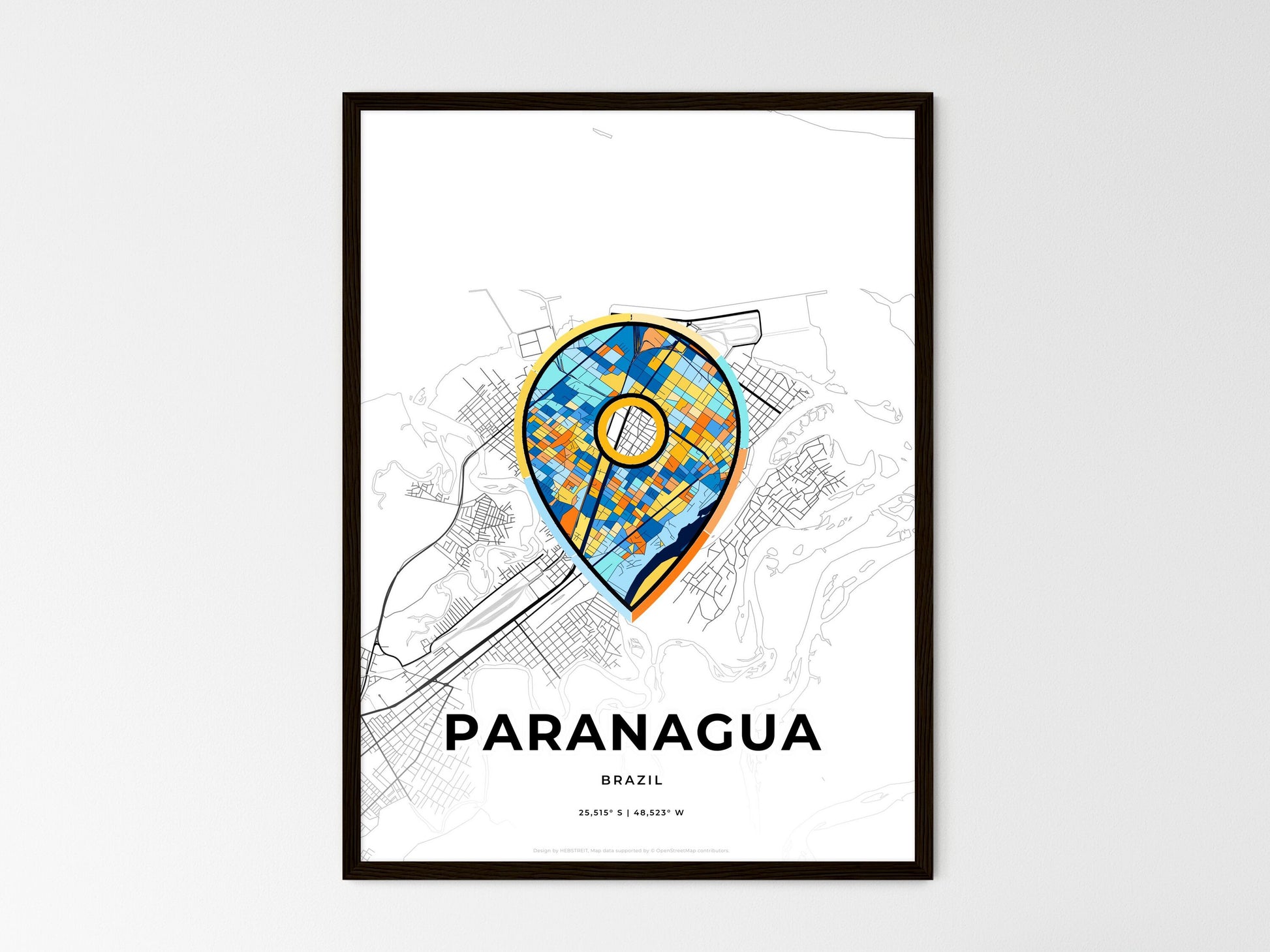 PARANAGUA BRAZIL minimal art map with a colorful icon. Style 1