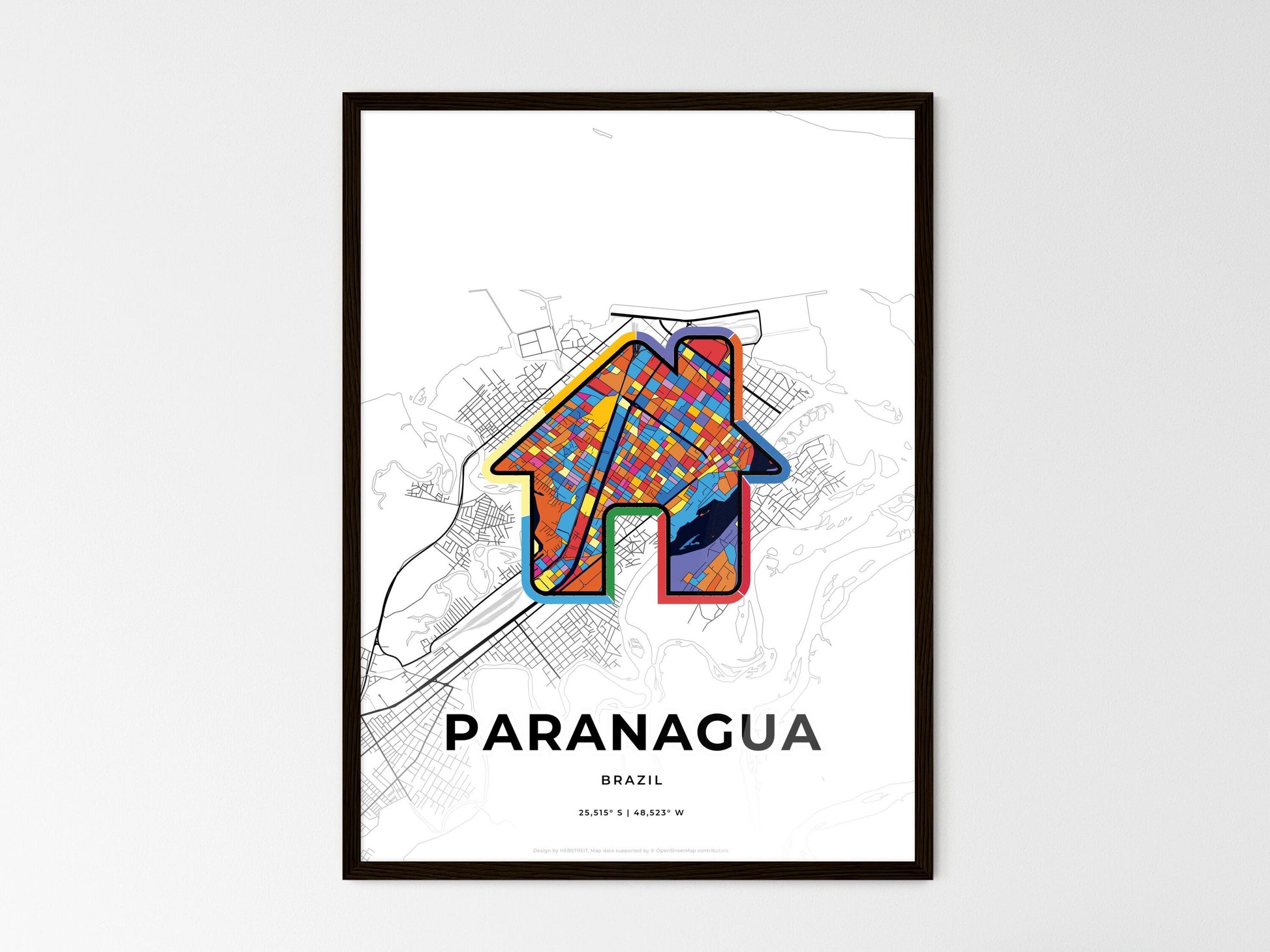 PARANAGUA BRAZIL minimal art map with a colorful icon. Style 3