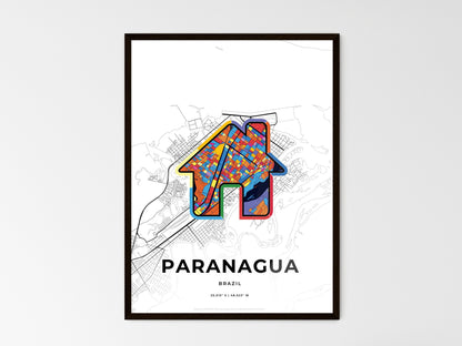 PARANAGUA BRAZIL minimal art map with a colorful icon. Style 3