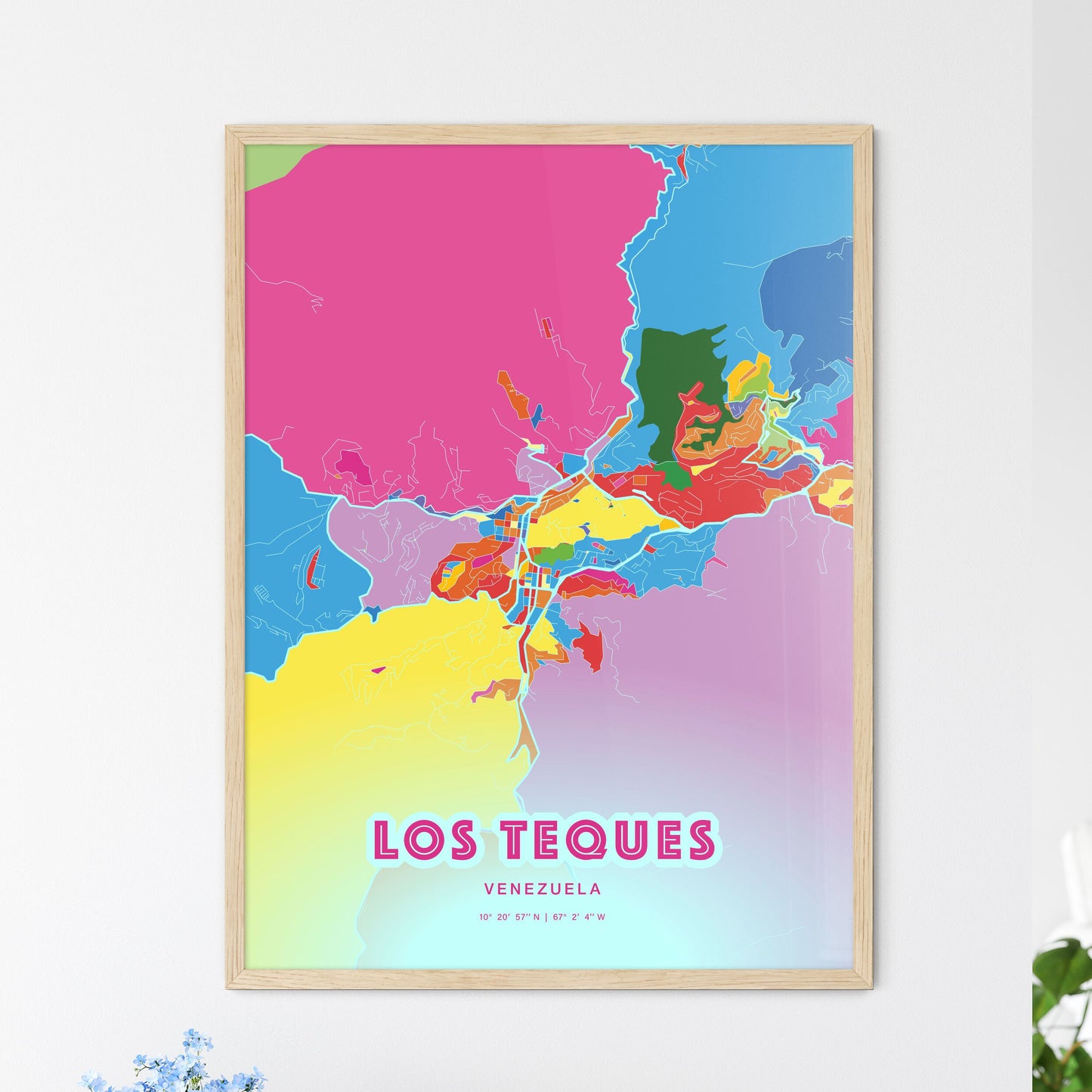 Colorful LOS TEQUES VENEZUELA Fine Art Map Crazy Colors