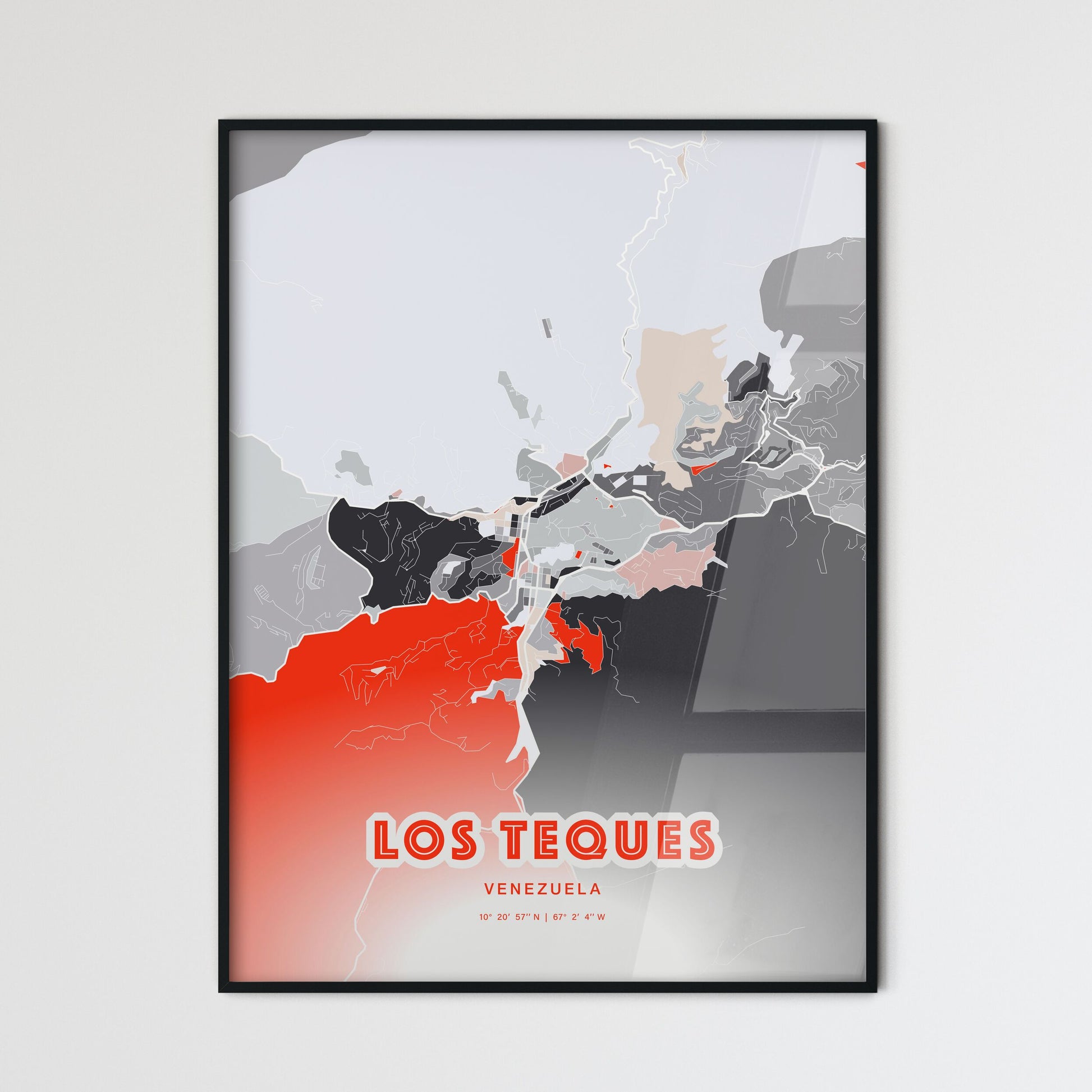 Colorful LOS TEQUES VENEZUELA Fine Art Map Modern