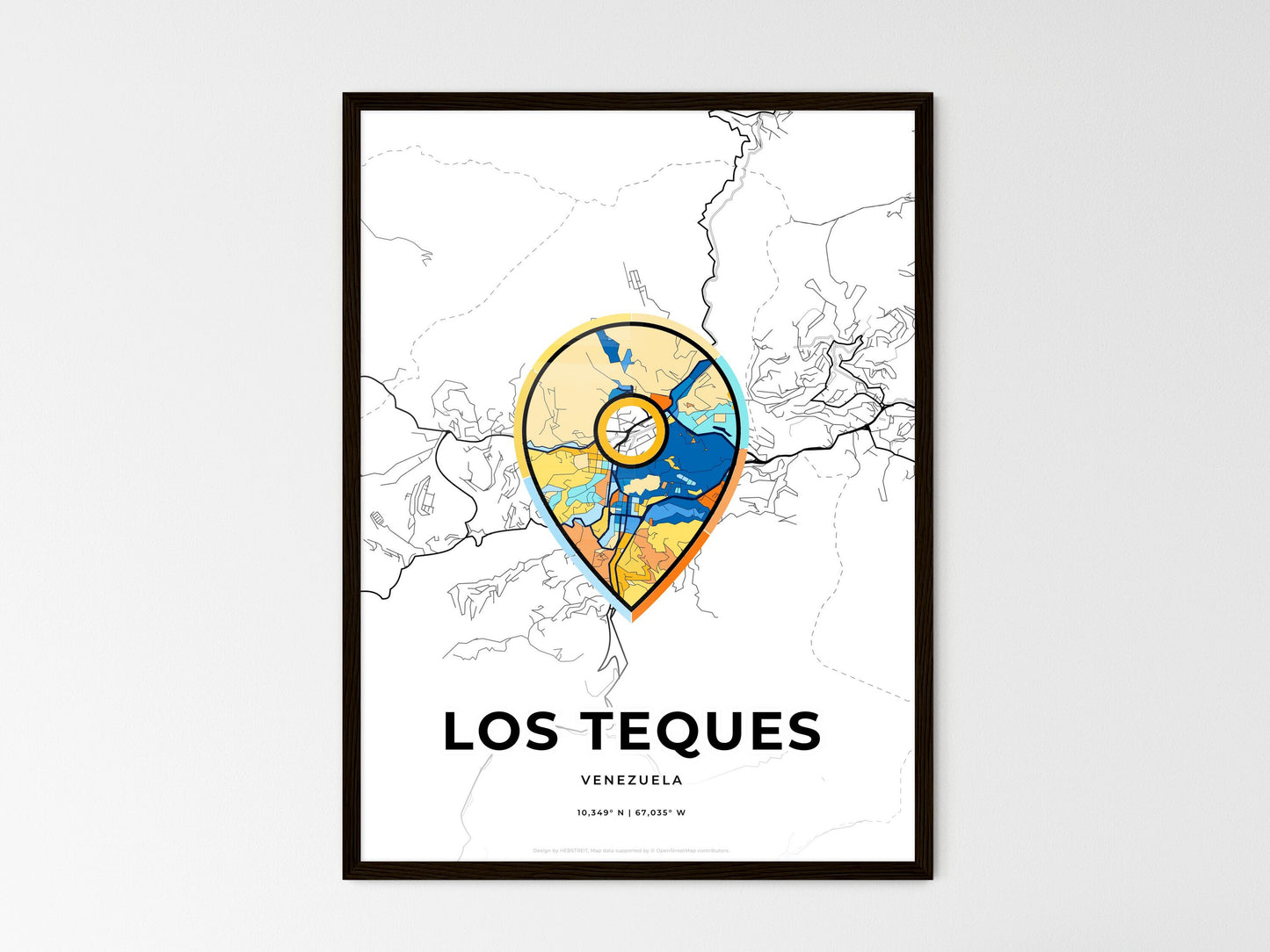 Los Teques Venezuela wedding art map with pointer icon