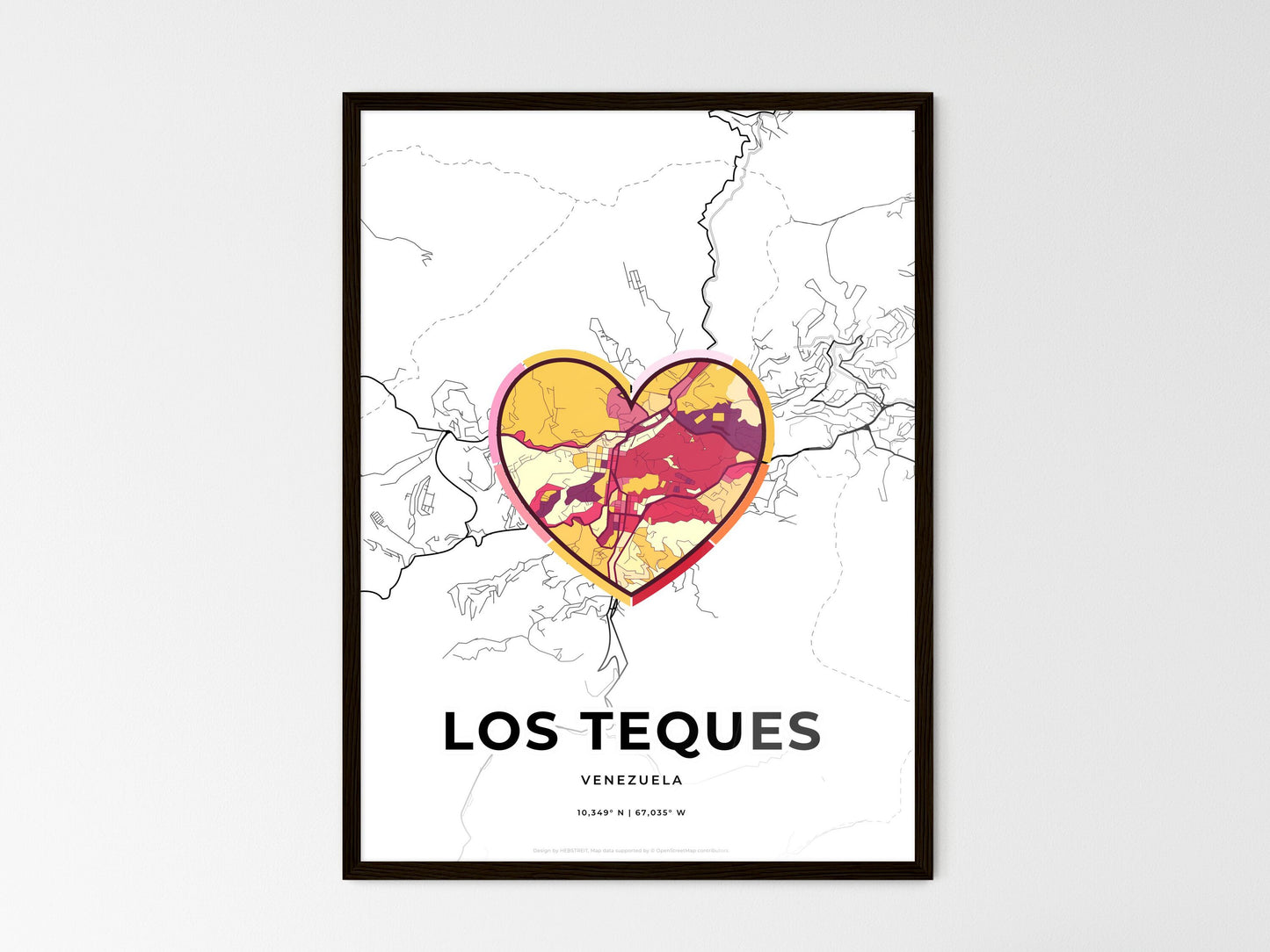 Los Teques Venezuela wedding art map with heart icon