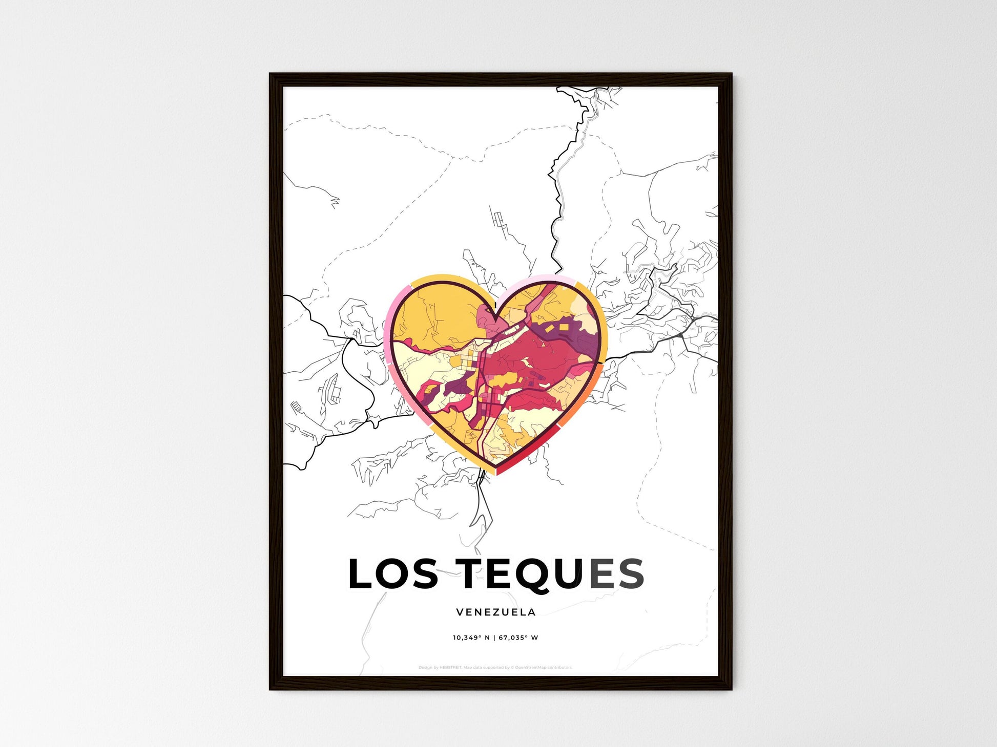Los Teques Venezuela wedding art map with heart icon