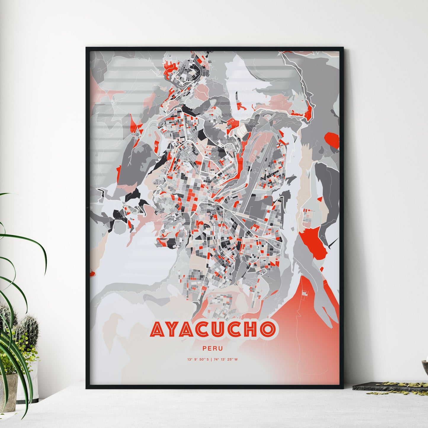 Colorful AYACUCHO PERU Fine Art Map Modern