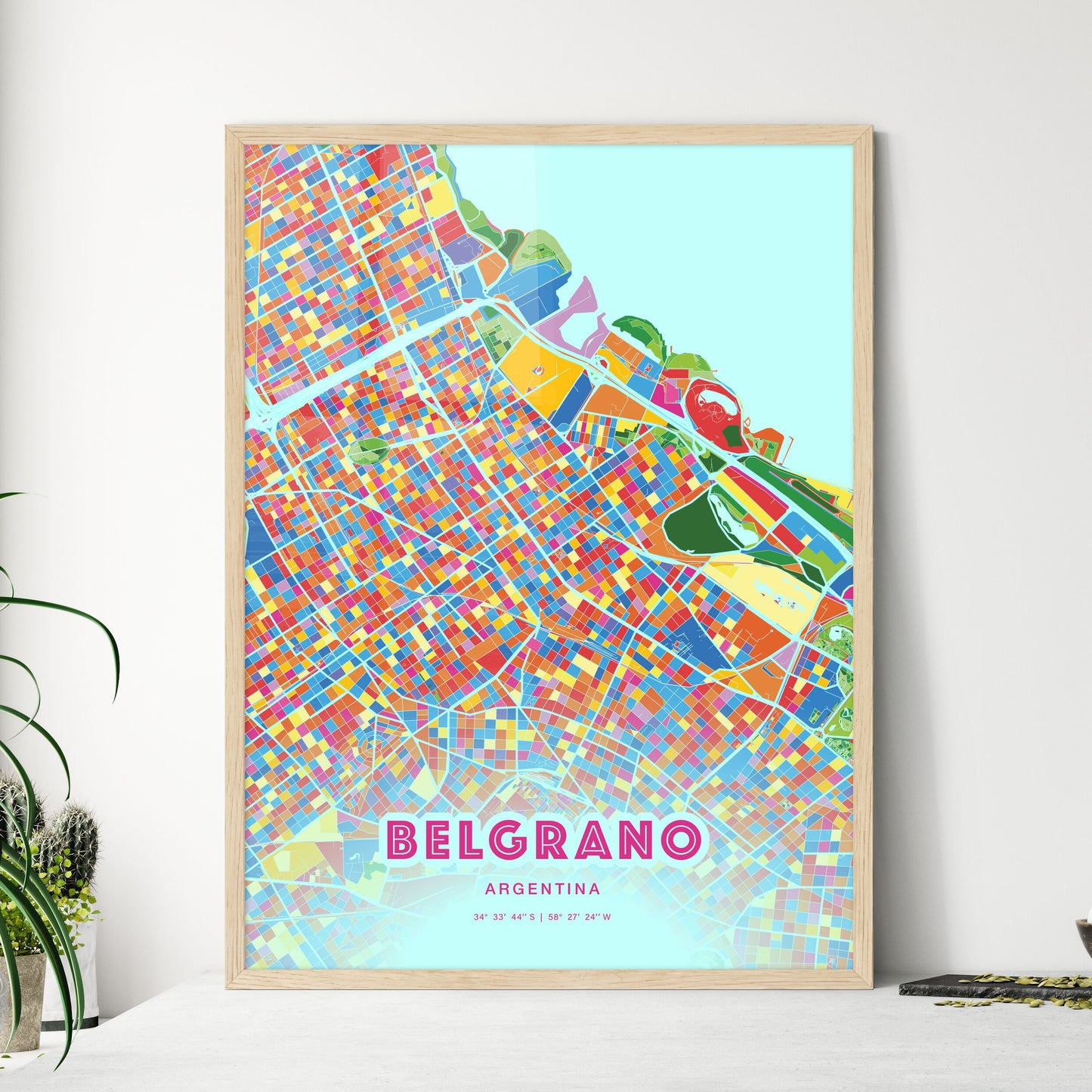 Colorful BELGRANO ARGENTINA Fine Art Map Crazy Colors