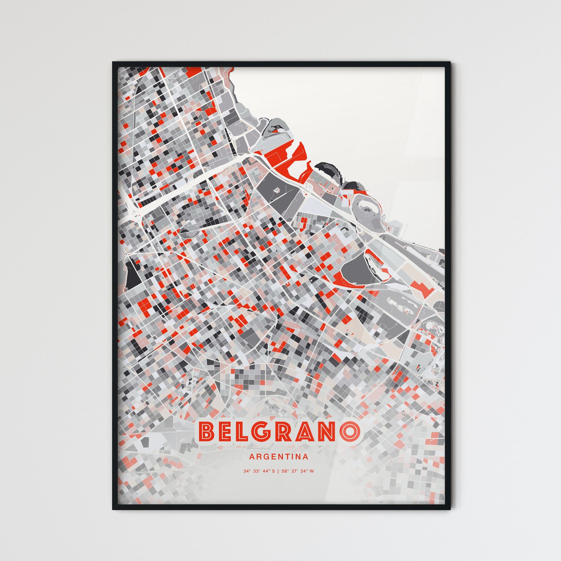 Colorful BELGRANO ARGENTINA Fine Art Map Modern