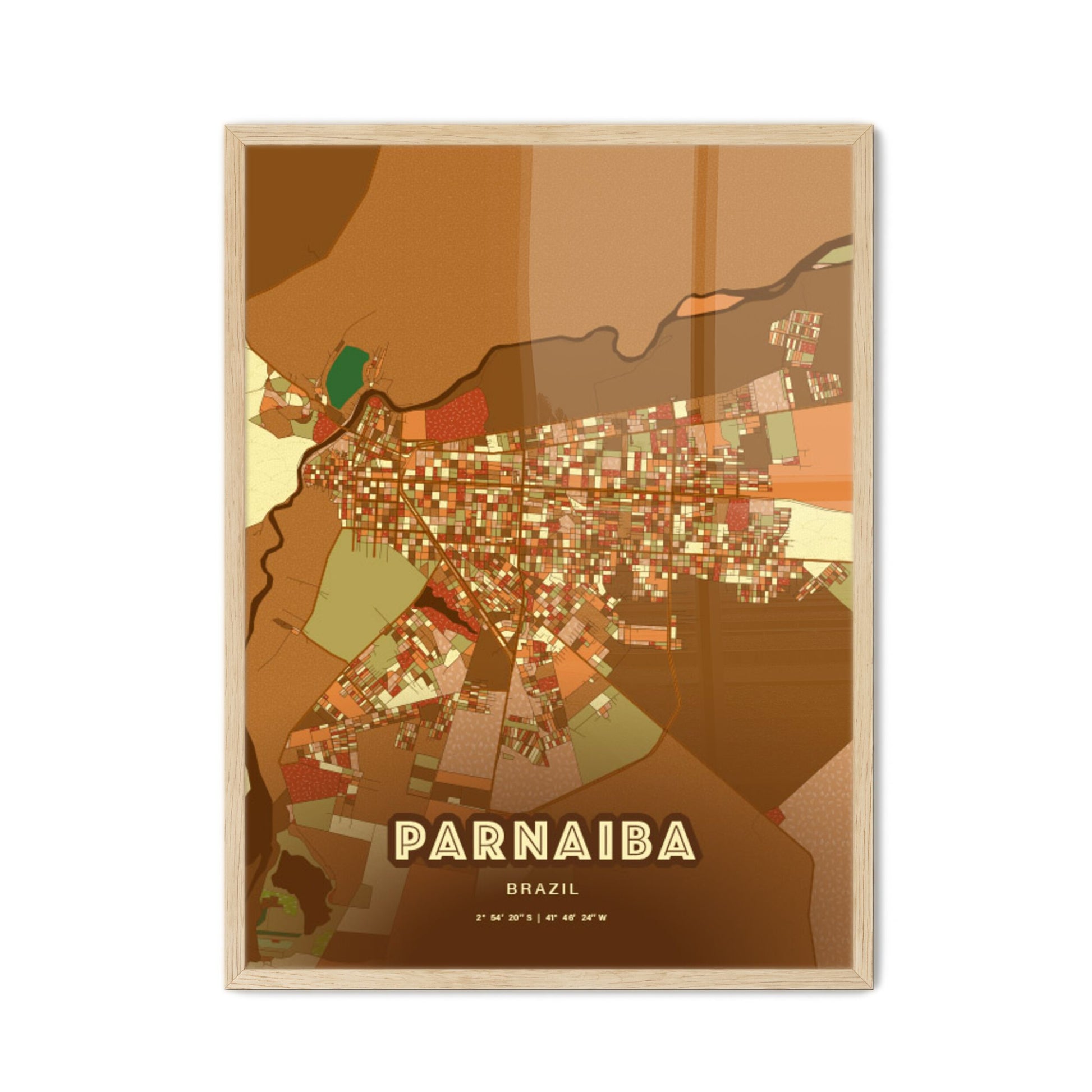 Colorful PARNAIBA BRAZIL Fine Art Map Farmhouse