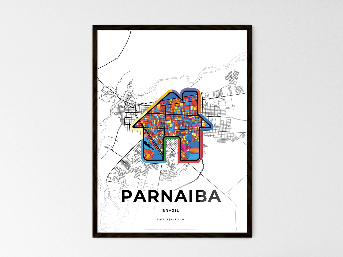 Parnaiba Brazil wedding art map with home icon