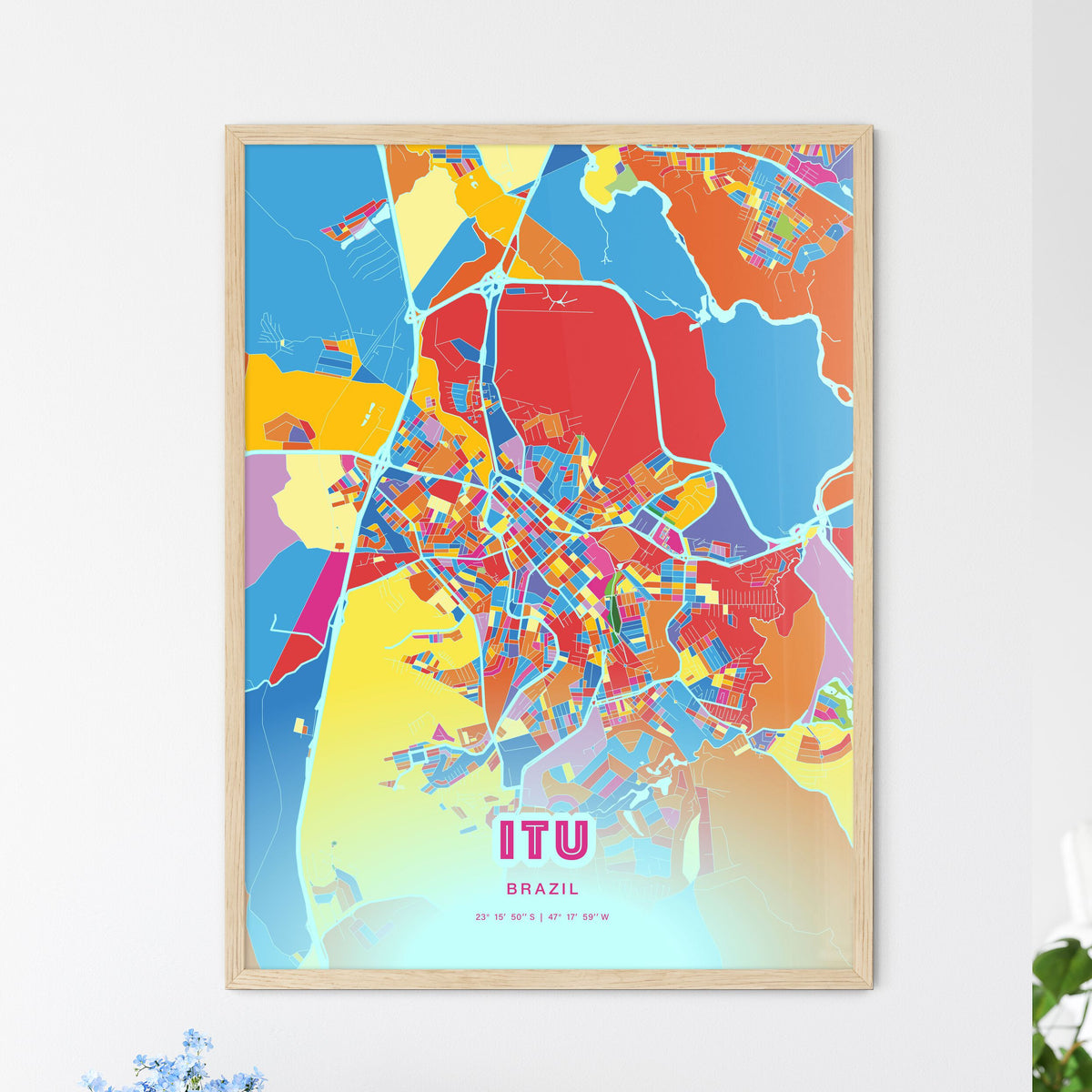 Colorful ITU BRAZIL Fine Art Map Crazy Colors