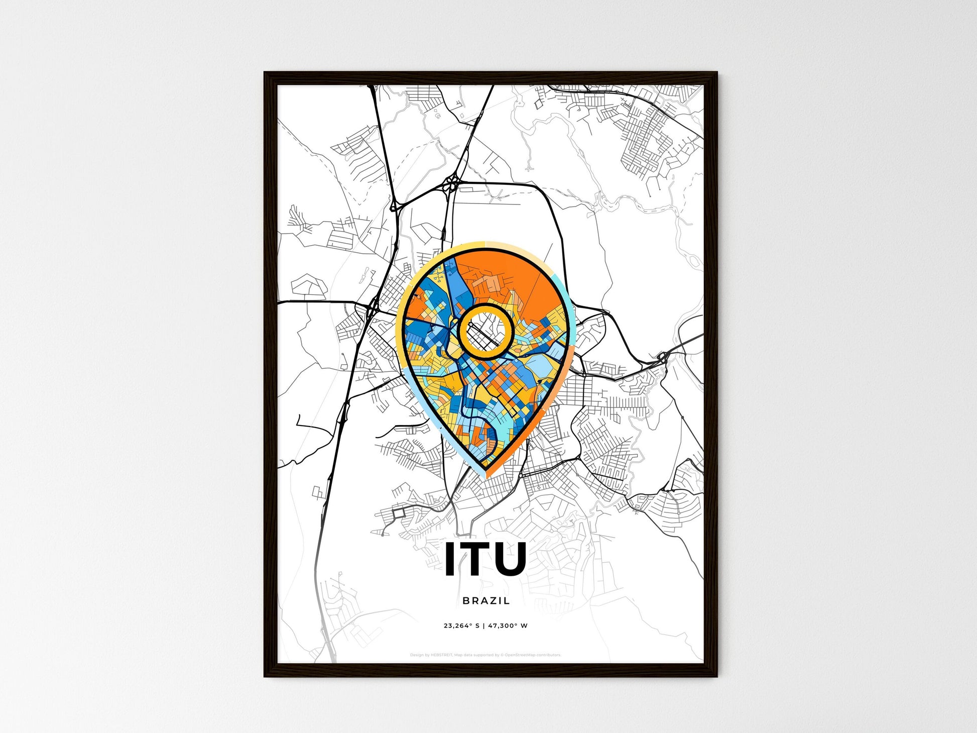 Itu Brazil wedding art map with pointer icon