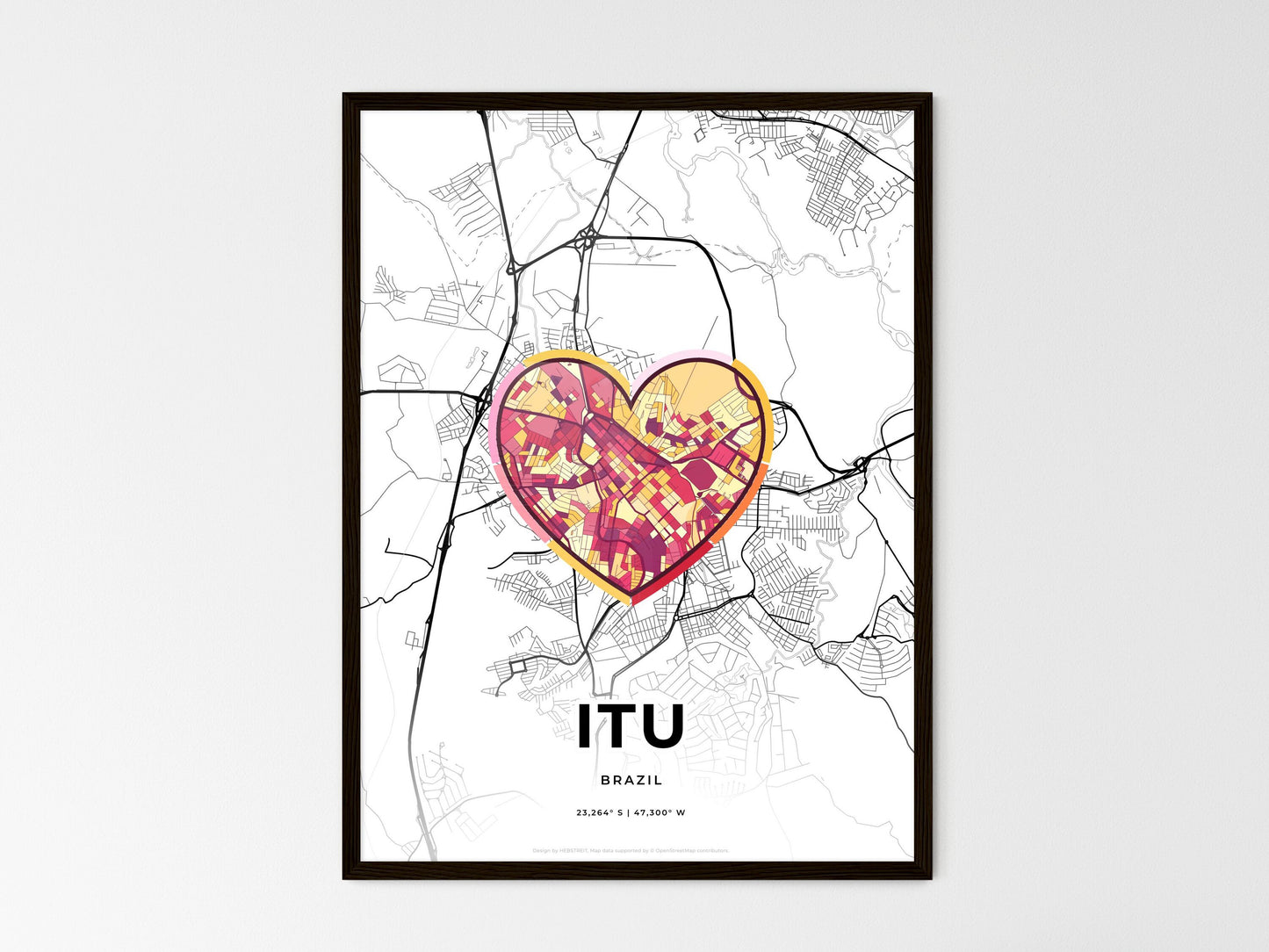 Itu Brazil wedding art map with heart icon