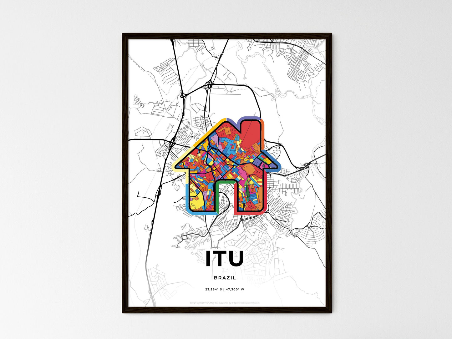 Itu Brazil wedding art map with home icon