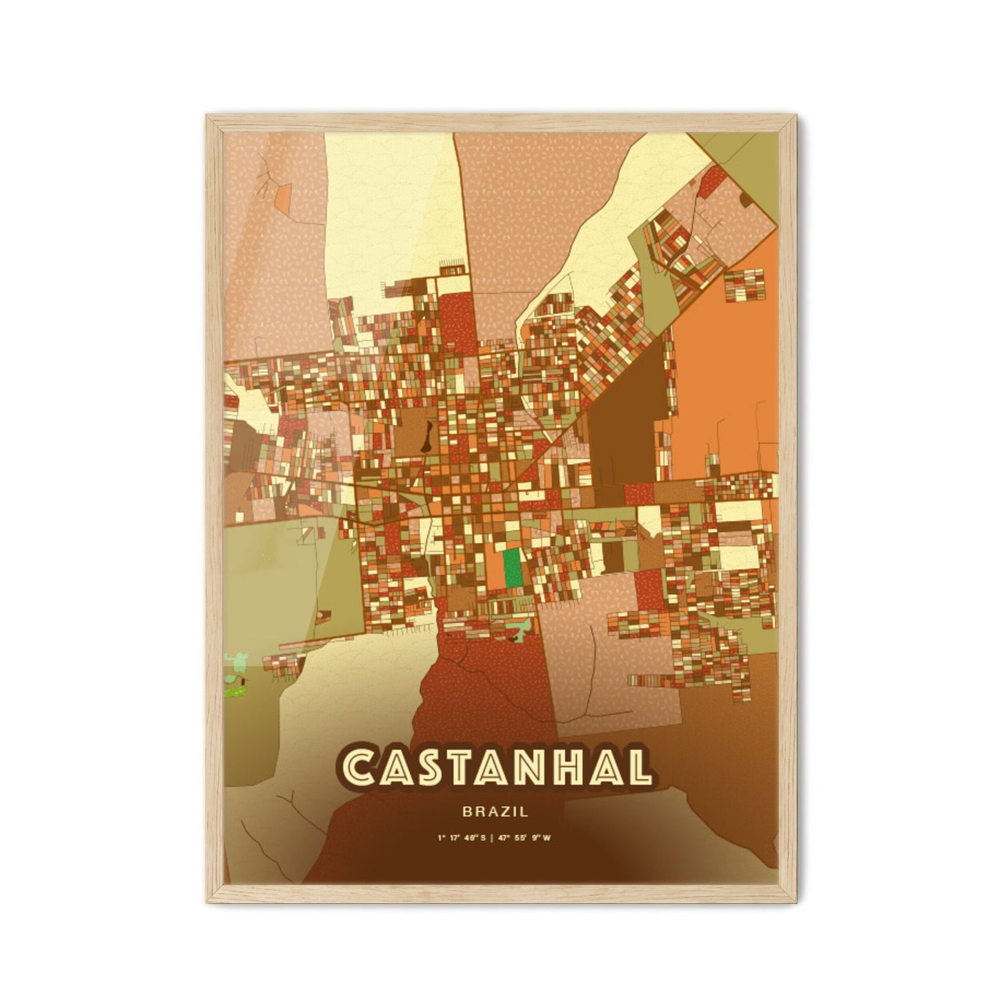 Colorful CASTANHAL BRAZIL Fine Art Map Farmhouse