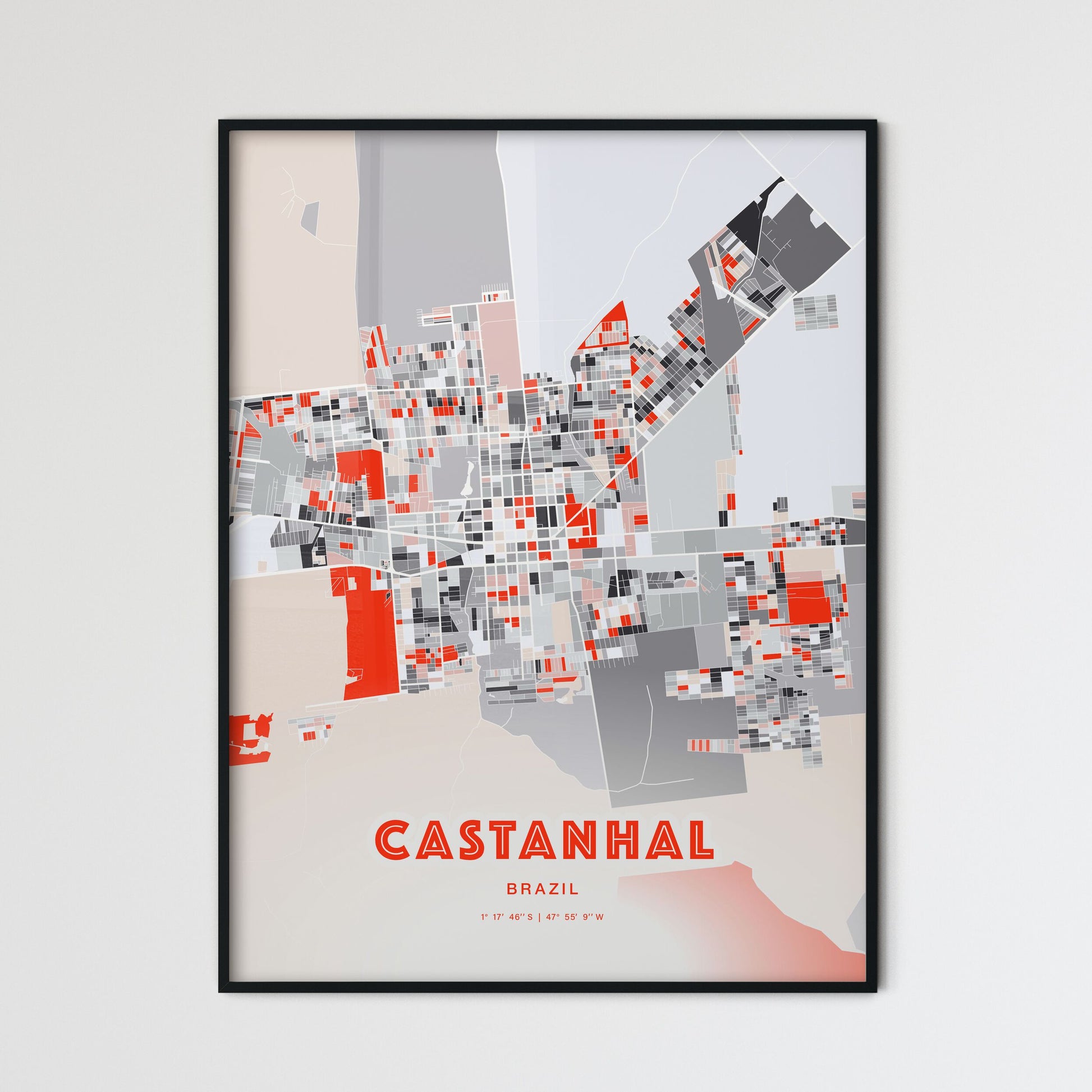 Colorful CASTANHAL BRAZIL Fine Art Map Modern