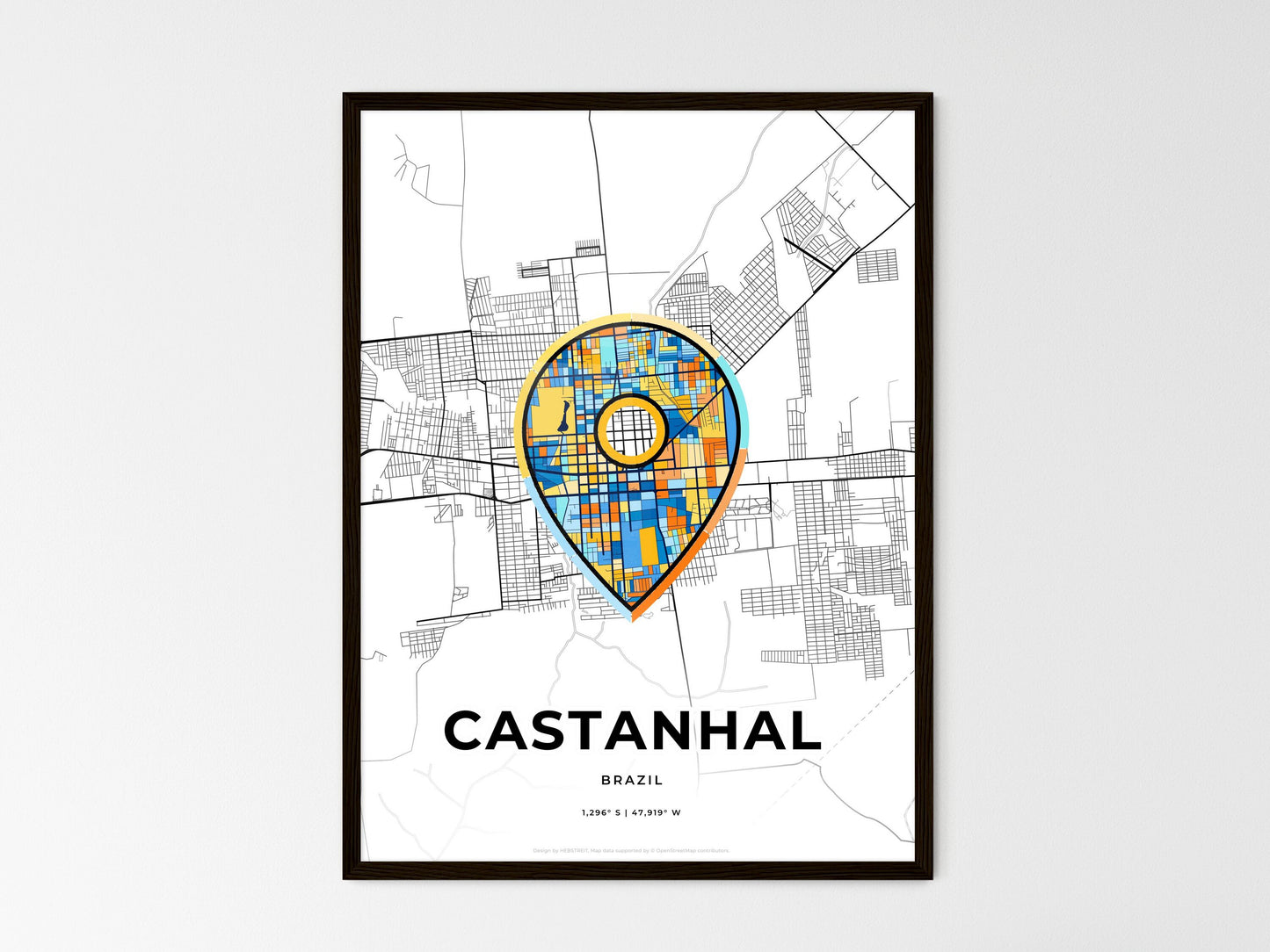 Castanhal Brazil wedding art map with pointer icon