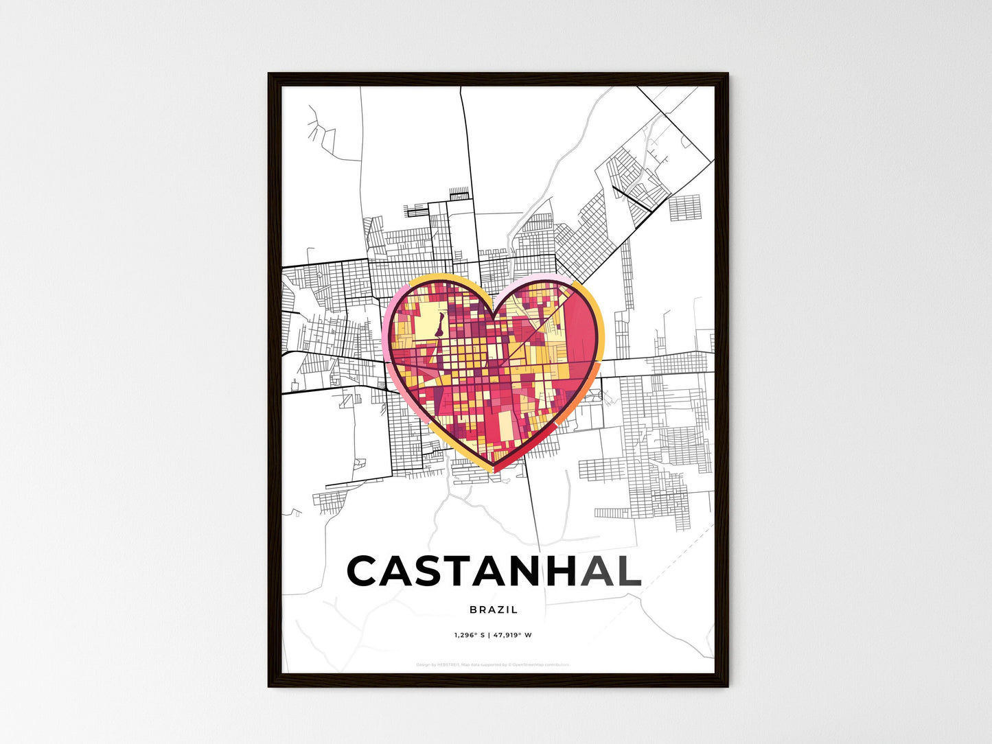 Castanhal Brazil wedding art map with heart icon