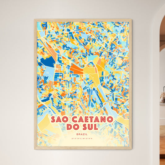 Colorful SAO CAETANO DO SUL BRAZIL Fine Art Map Blue Orange