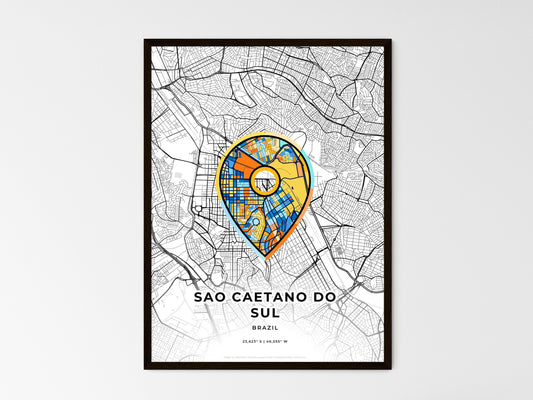 Sao Caetano Do Sul Brazil wedding art map with pointer icon