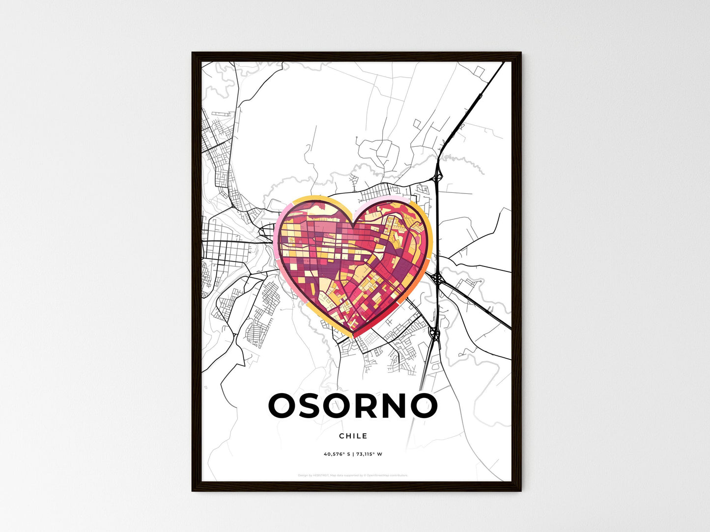 OSORNO CHILE minimal art map with a colorful icon. Style 2