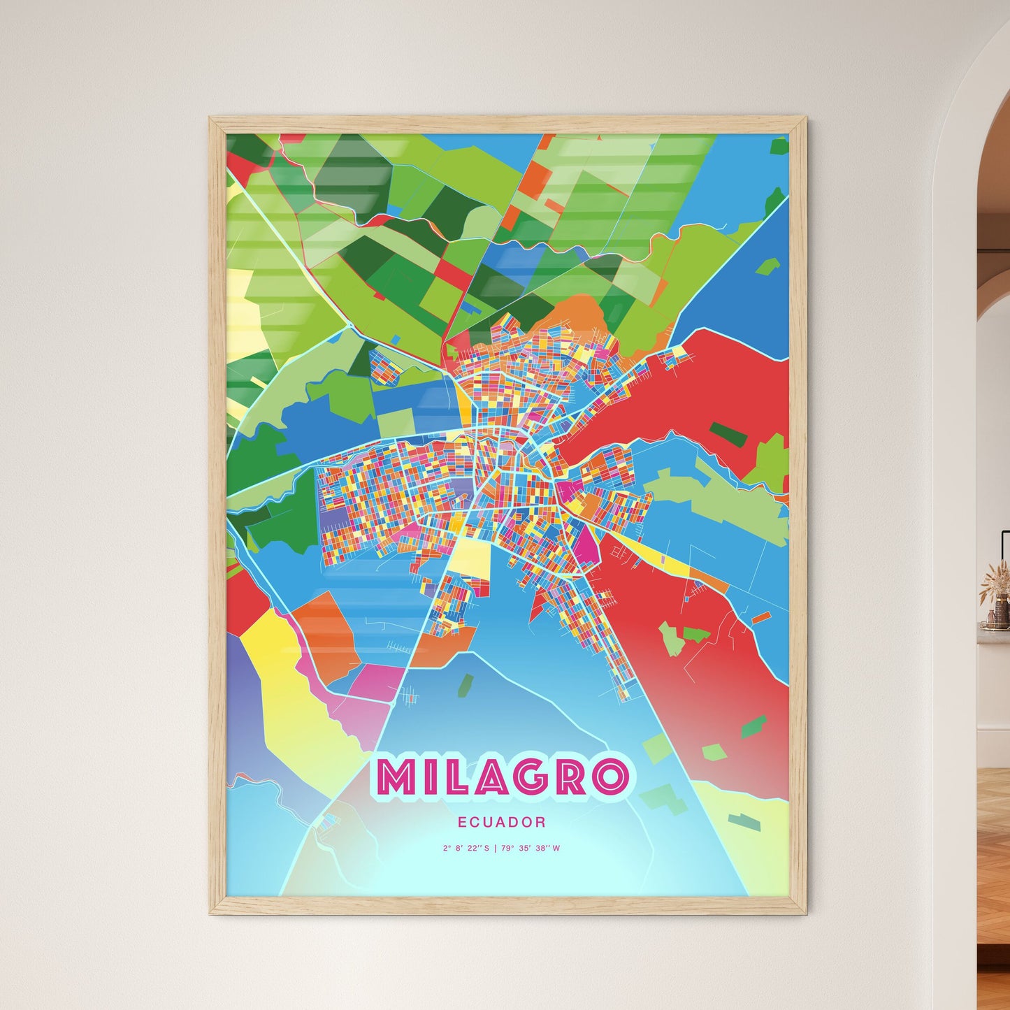 Colorful MILAGRO ECUADOR Fine Art Map Crazy Colors