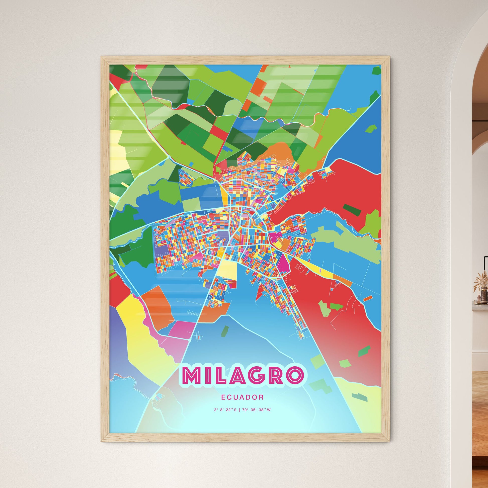Colorful MILAGRO ECUADOR Fine Art Map Crazy Colors
