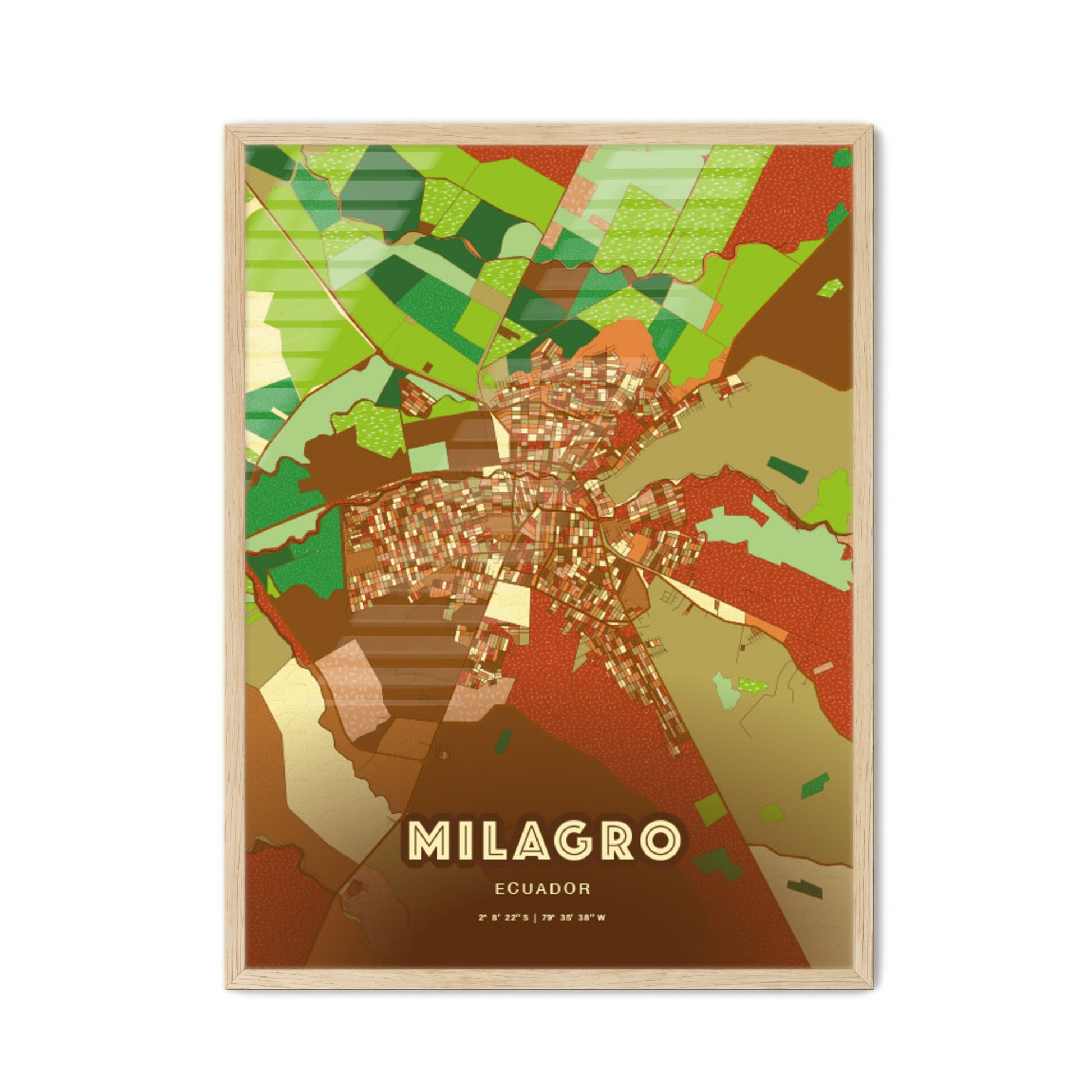 Colorful MILAGRO ECUADOR Fine Art Map Farmhouse