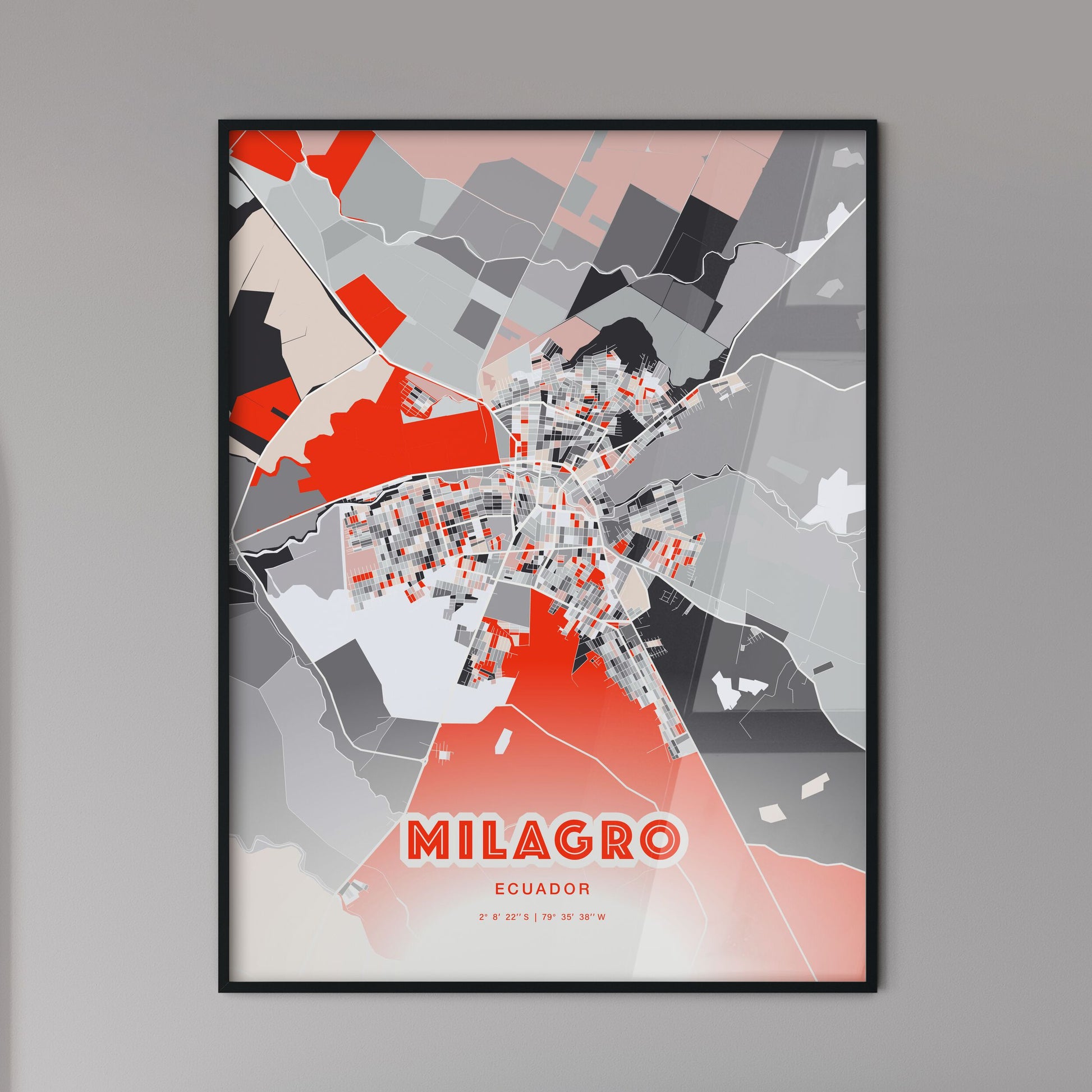 Colorful MILAGRO ECUADOR Fine Art Map Modern