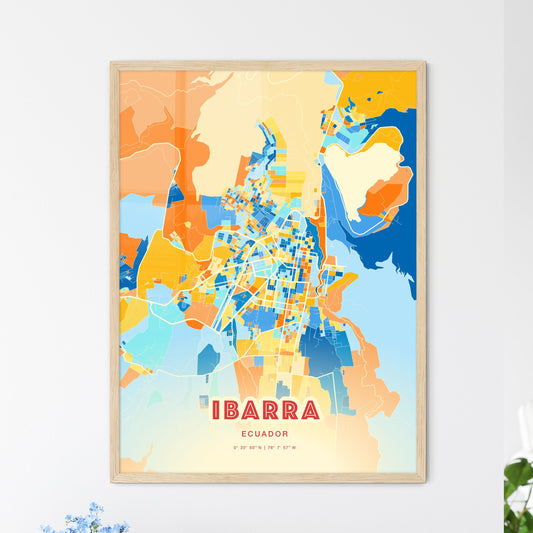 Colorful IBARRA ECUADOR Fine Art Map Blue Orange
