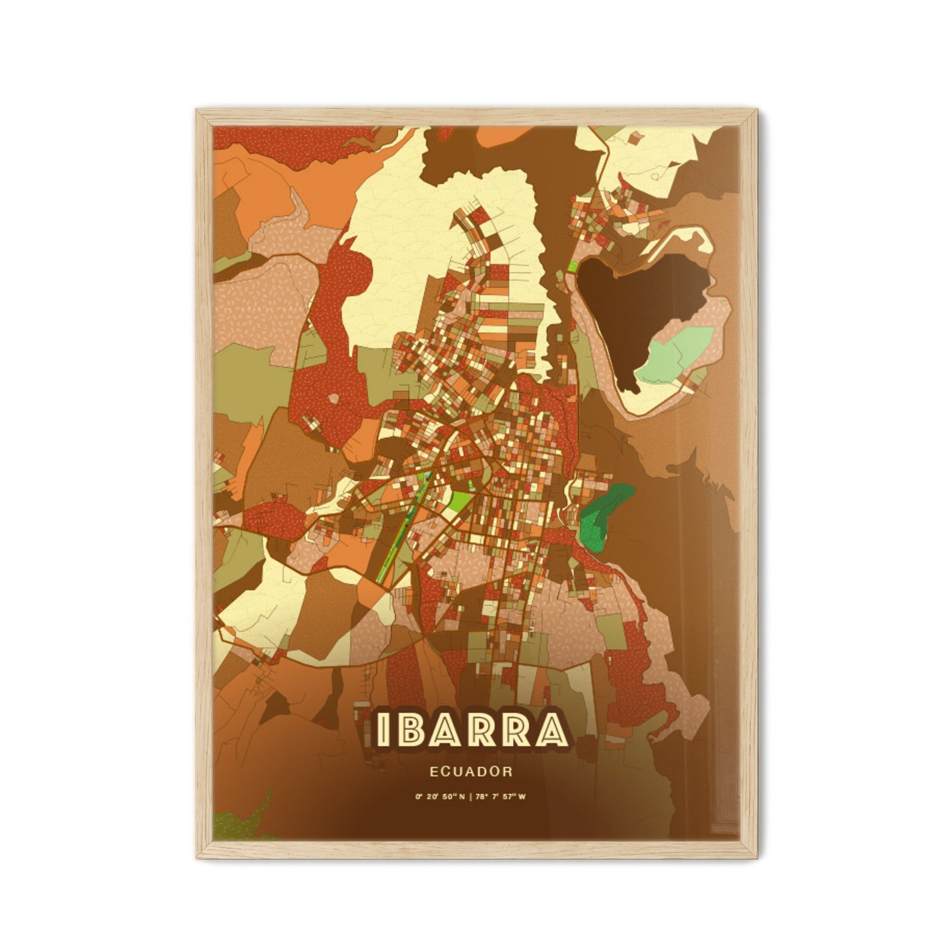 Colorful IBARRA ECUADOR Fine Art Map Farmhouse